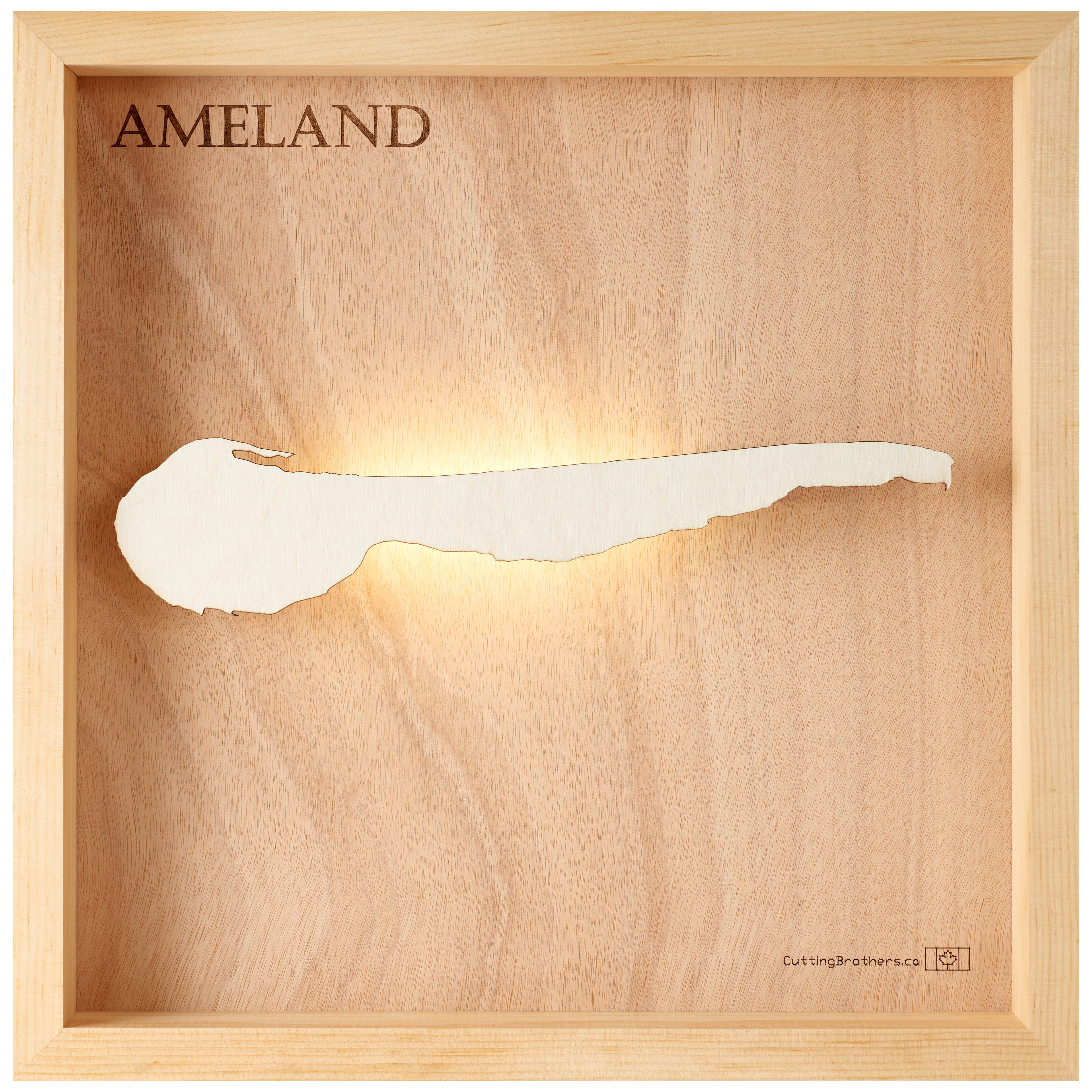 AMELAND LED LIGHT WOODEN WALL MAP - Version S