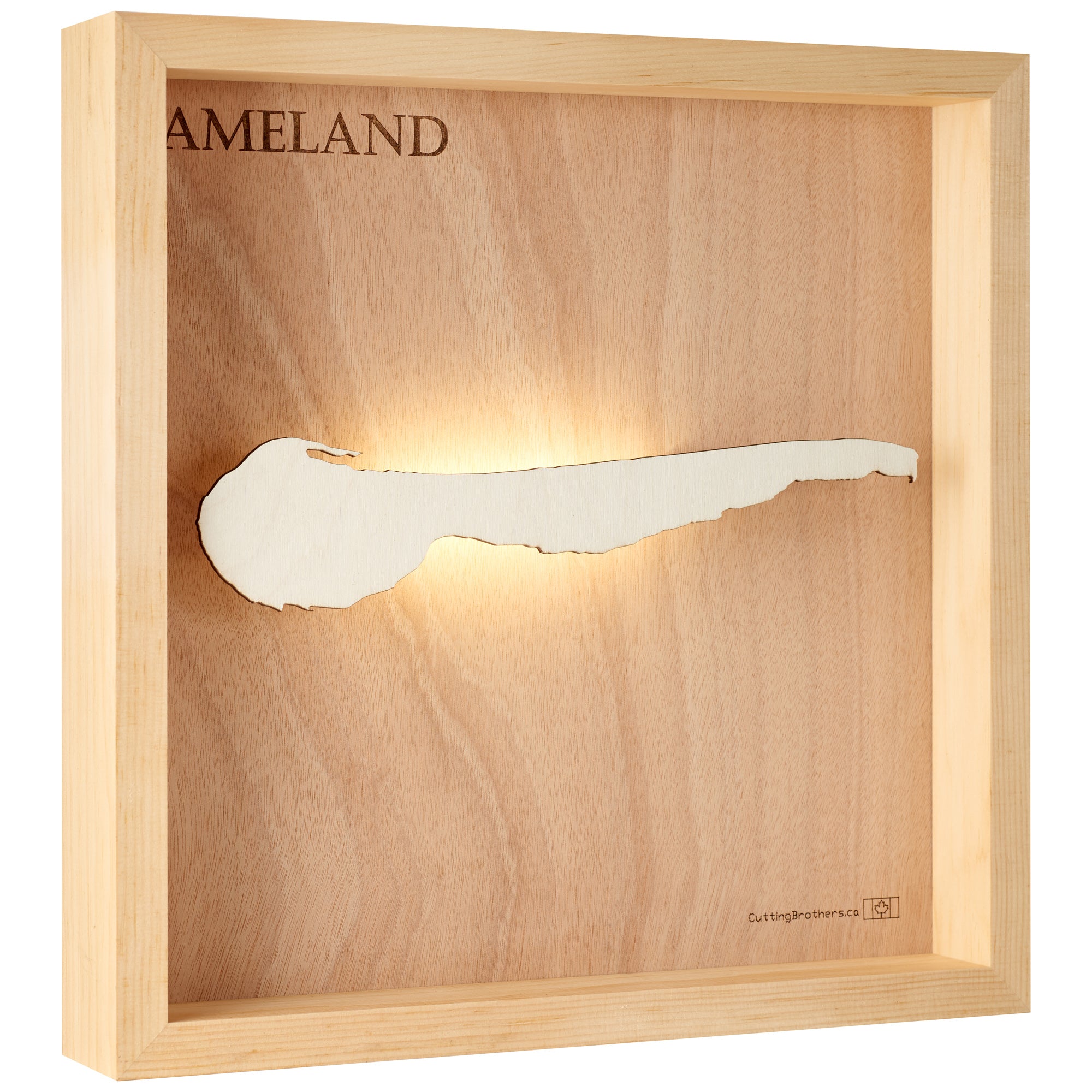 AMELAND LED LIGHT WOODEN WALL MAP - Version S