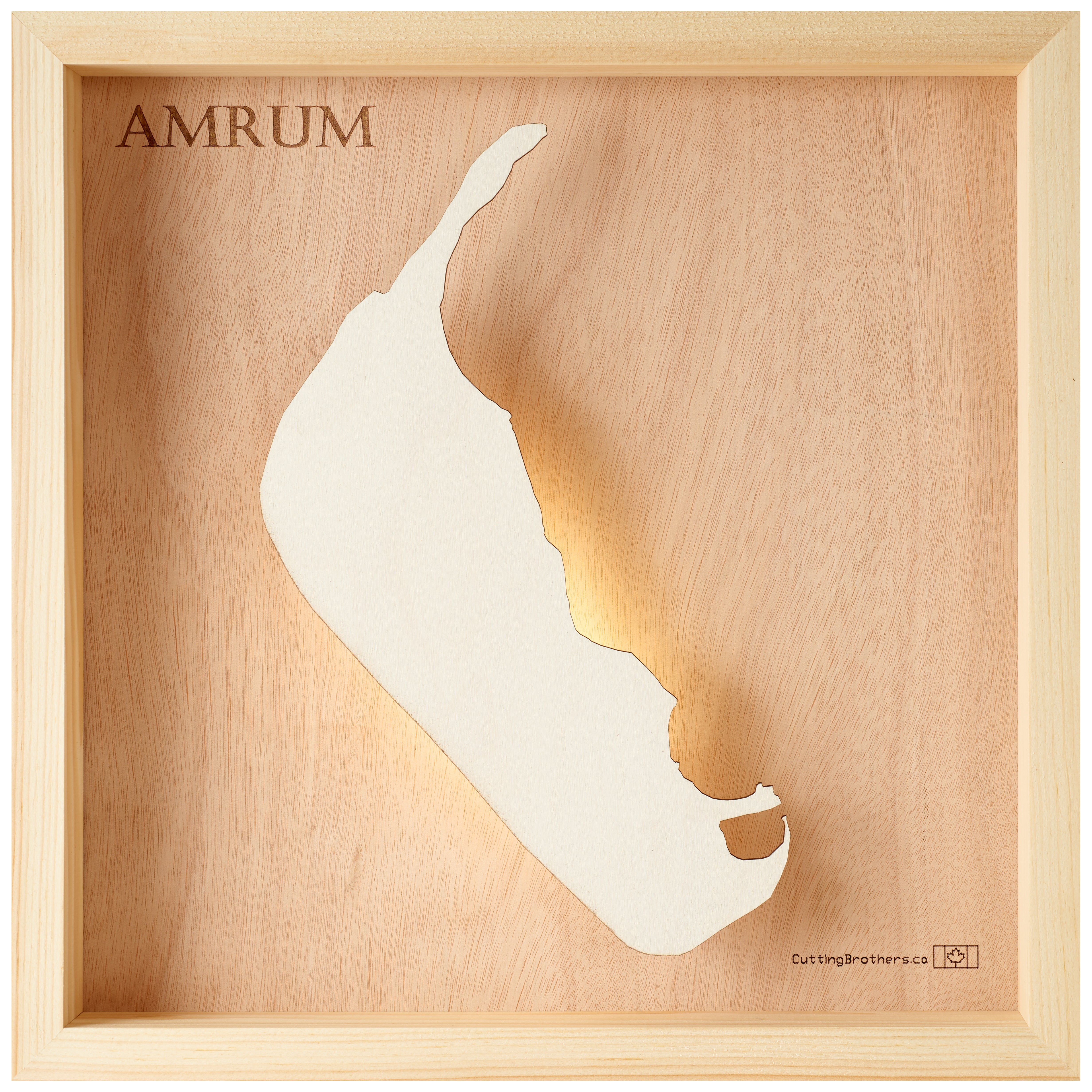 AMRUM LED LIGHT WOODEN WALL MAP - Version S