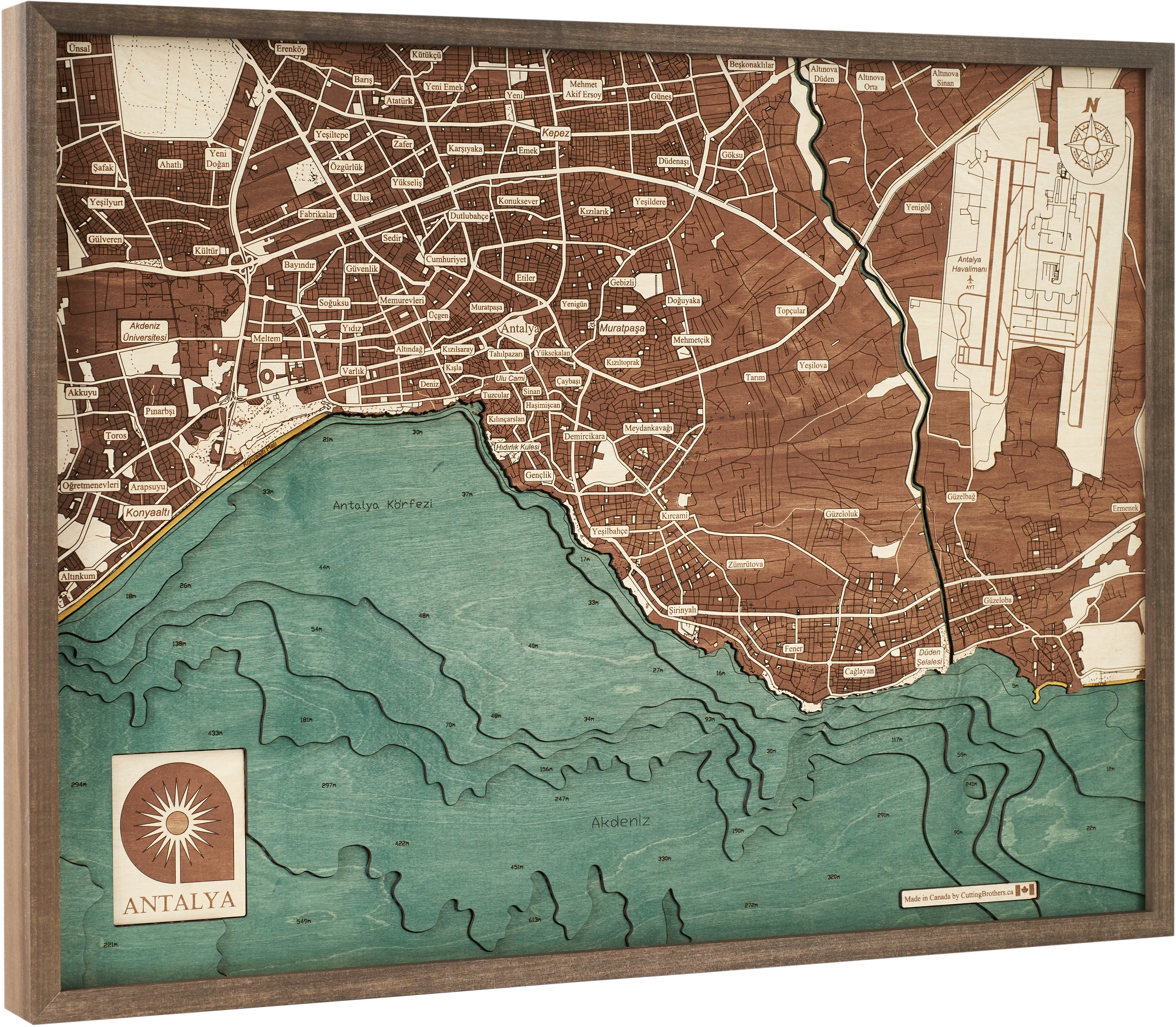 ANTALYA 3D WOODEN WALL MAP - Version L