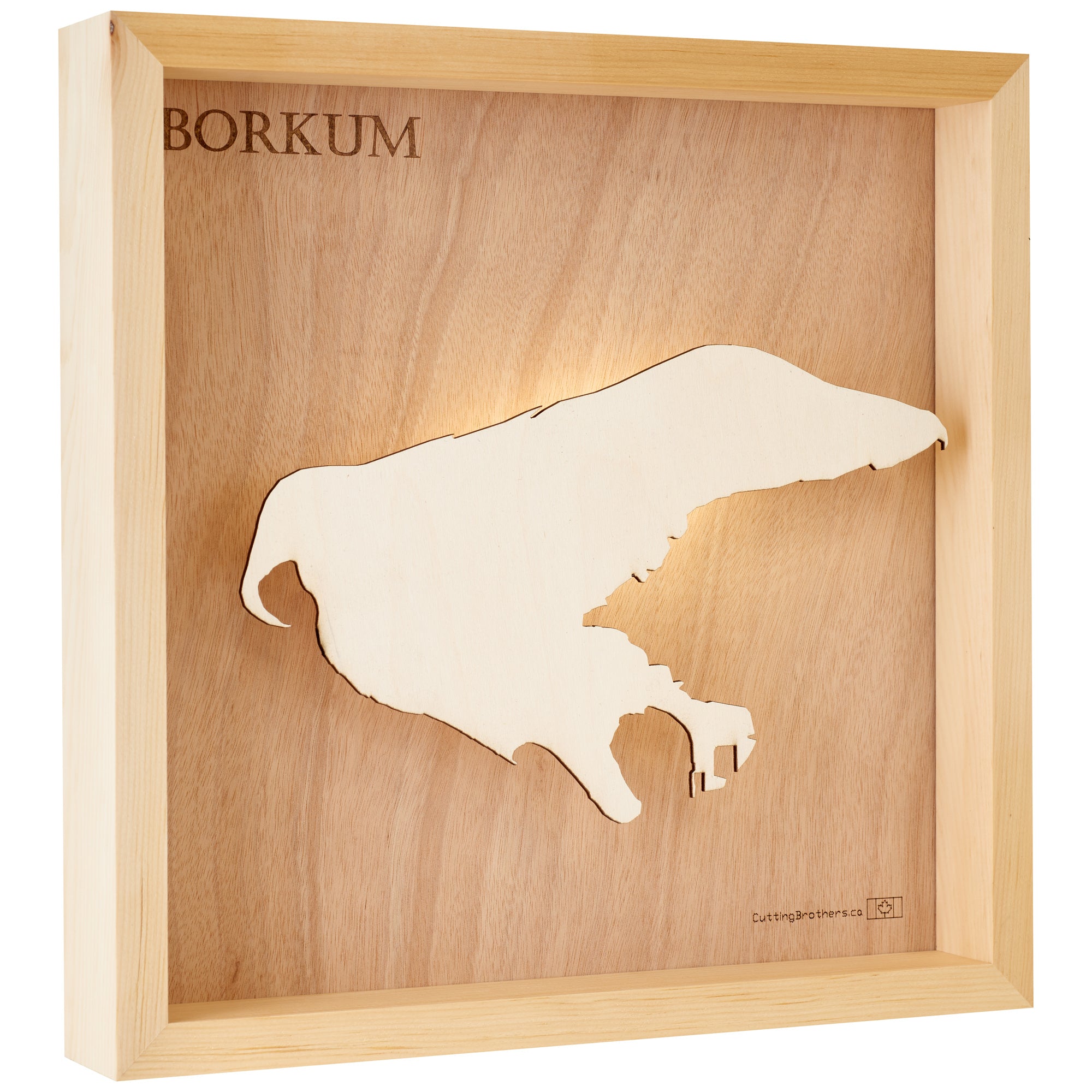 BORKUM LED LIGHT WOODEN WALL MAP - Version S