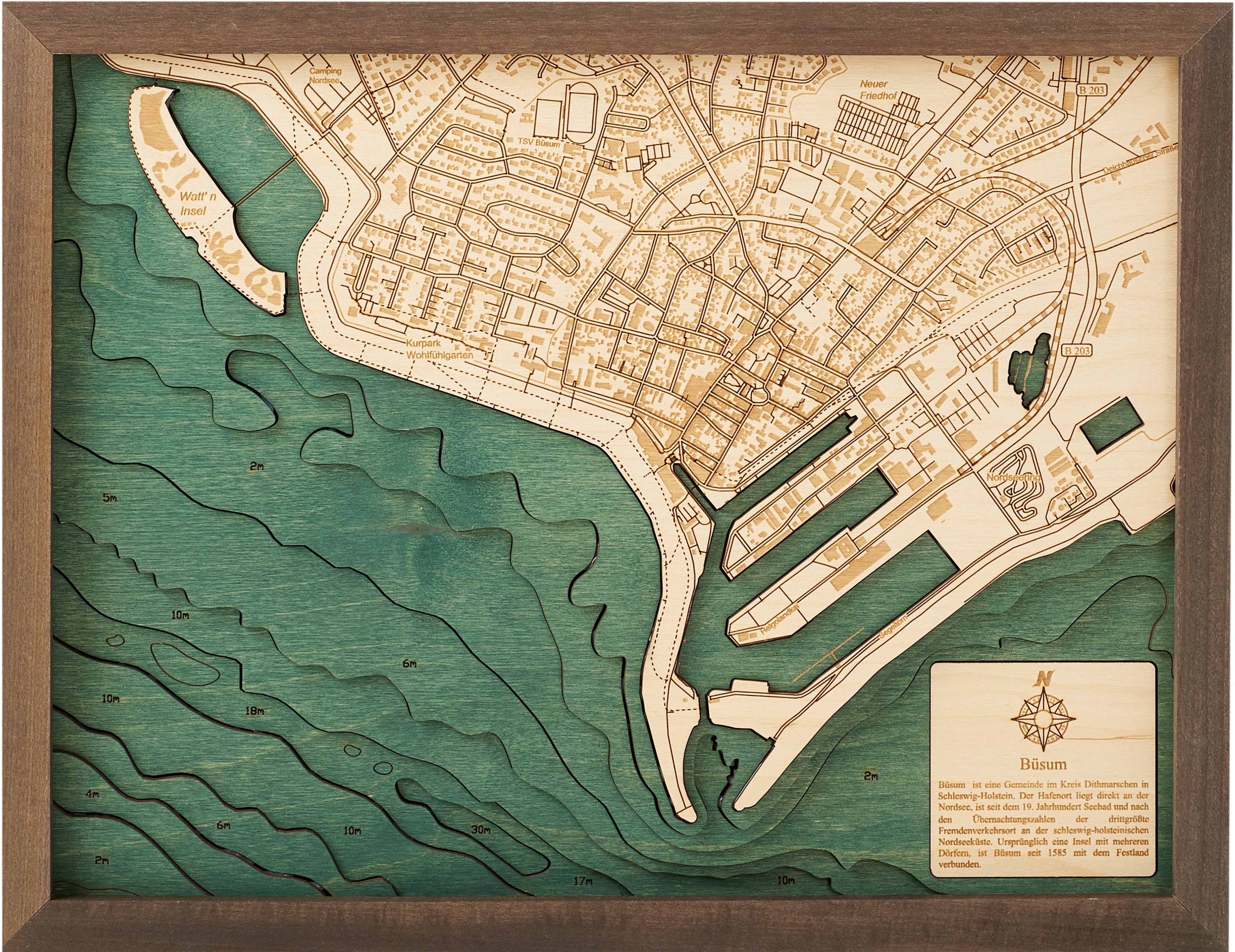 BUESUM NEW 3D WOODEN WALL MAP - Version S