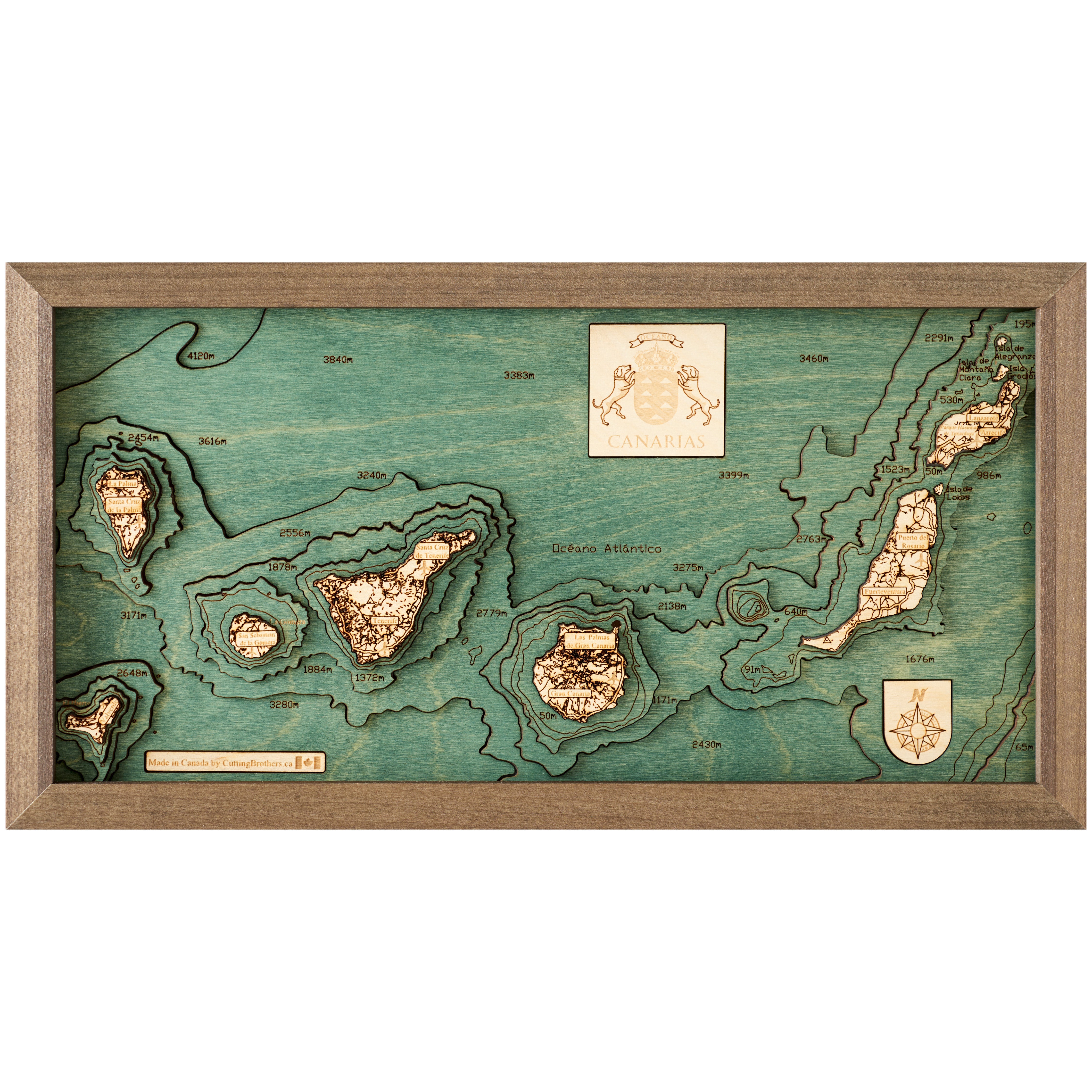 CANARY ISLAND 3D WOODEN WALL MAP - Version S