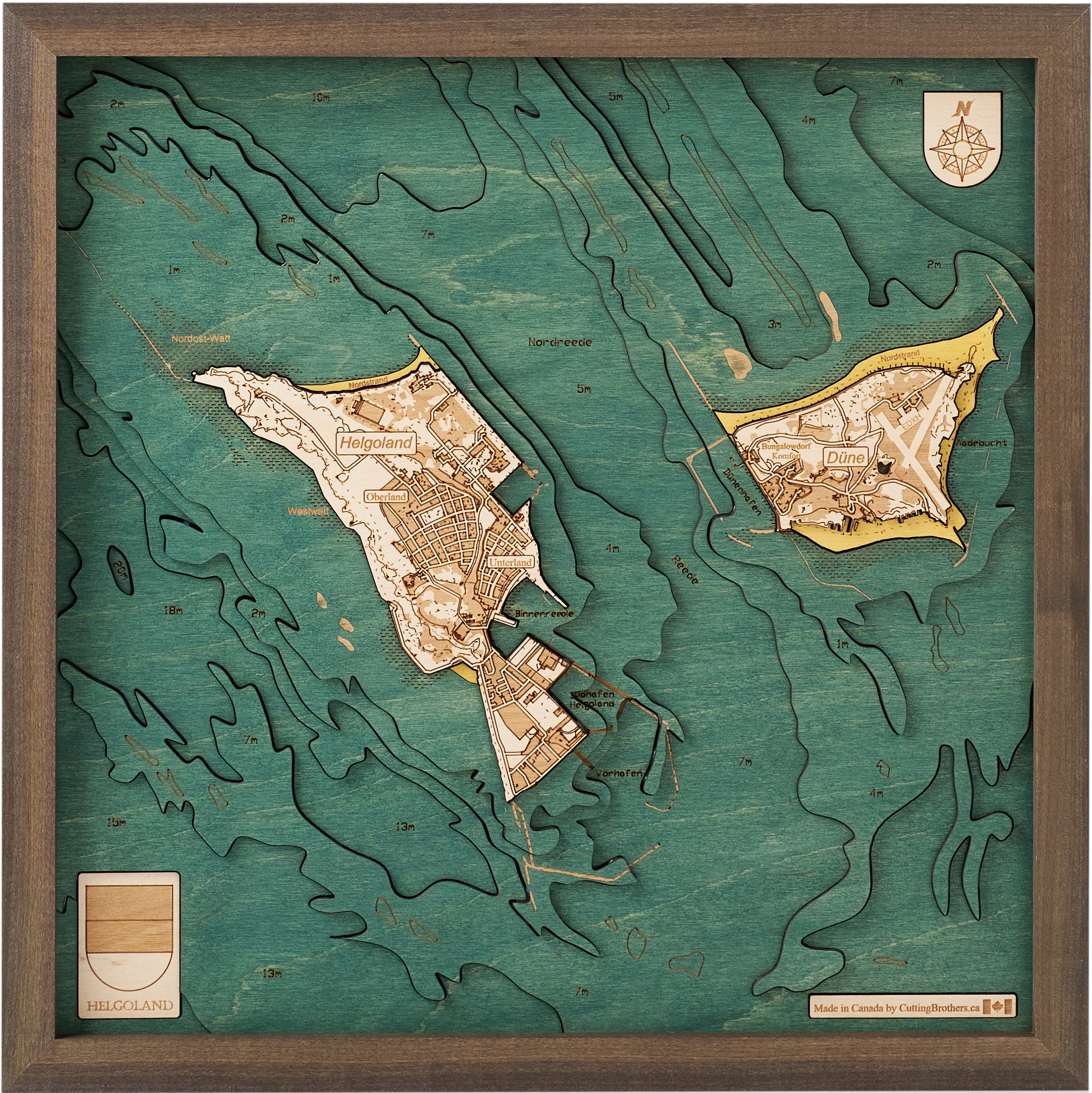 HELGOLAND 3D WOODEN WALL MAP - Version S