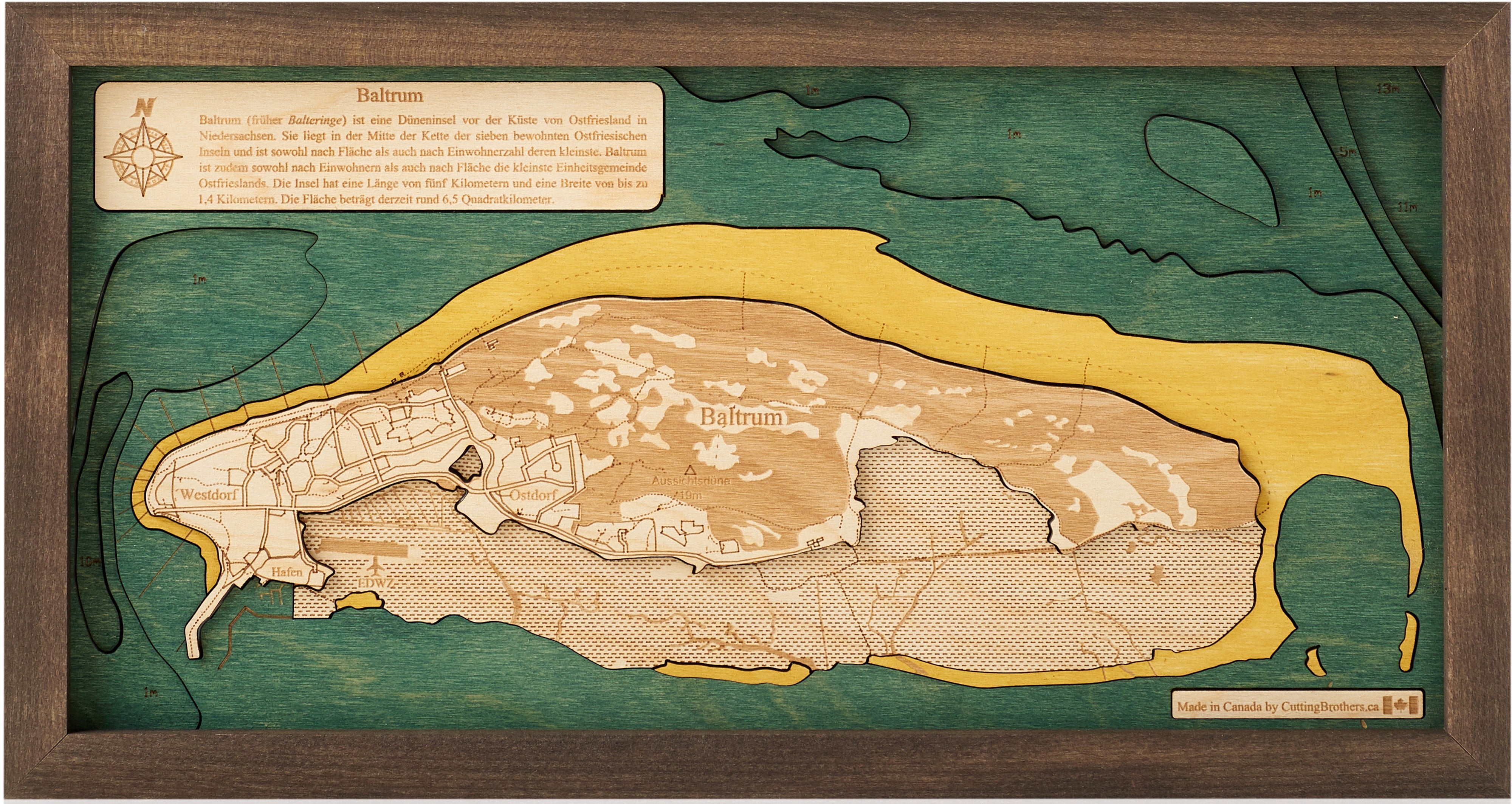 BALTRUM 3D WOODEN WALL MAP - Version S