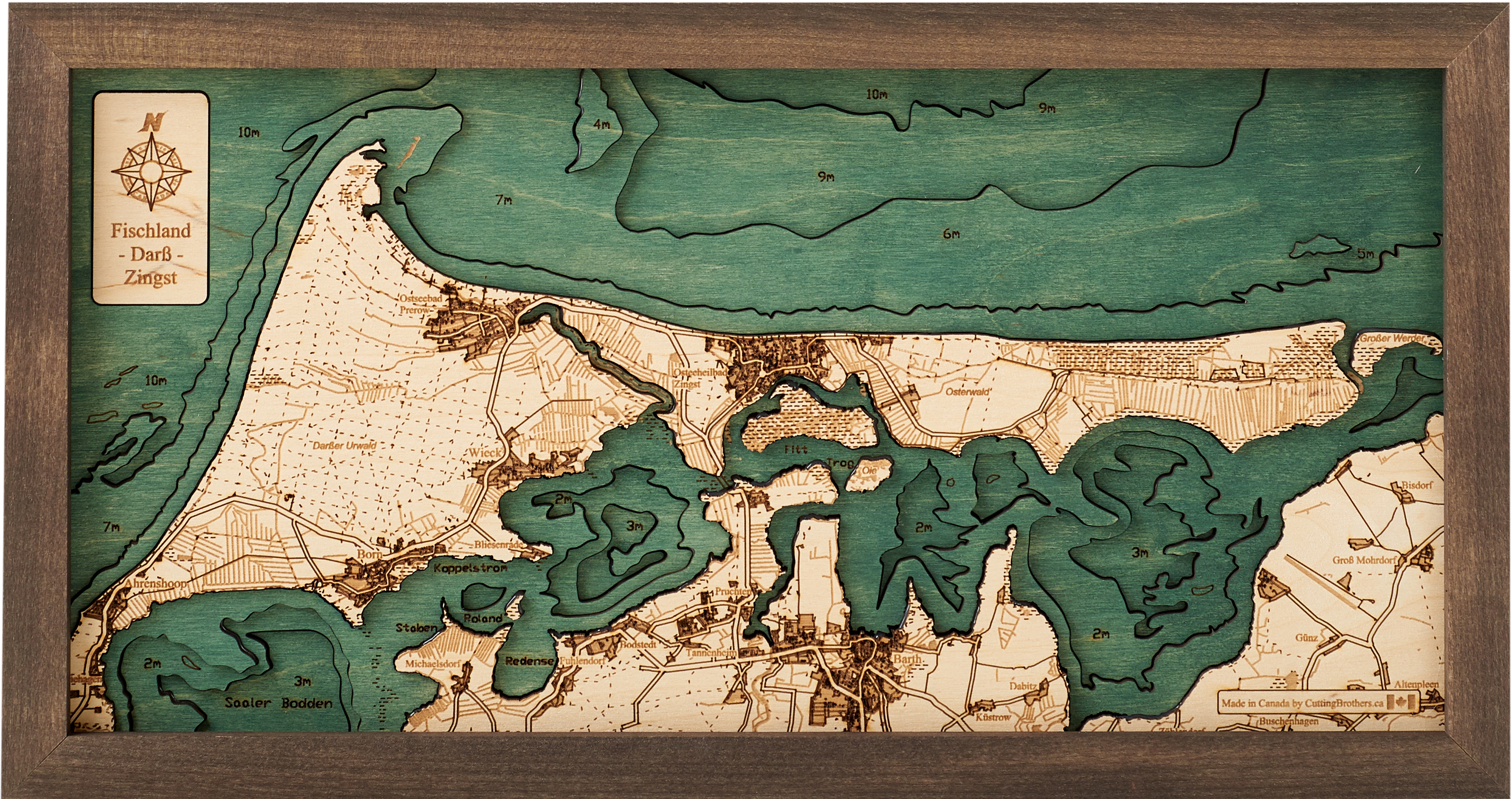 FISCHLAND - DARSS 3D WOODEN WALL MAP - Version S