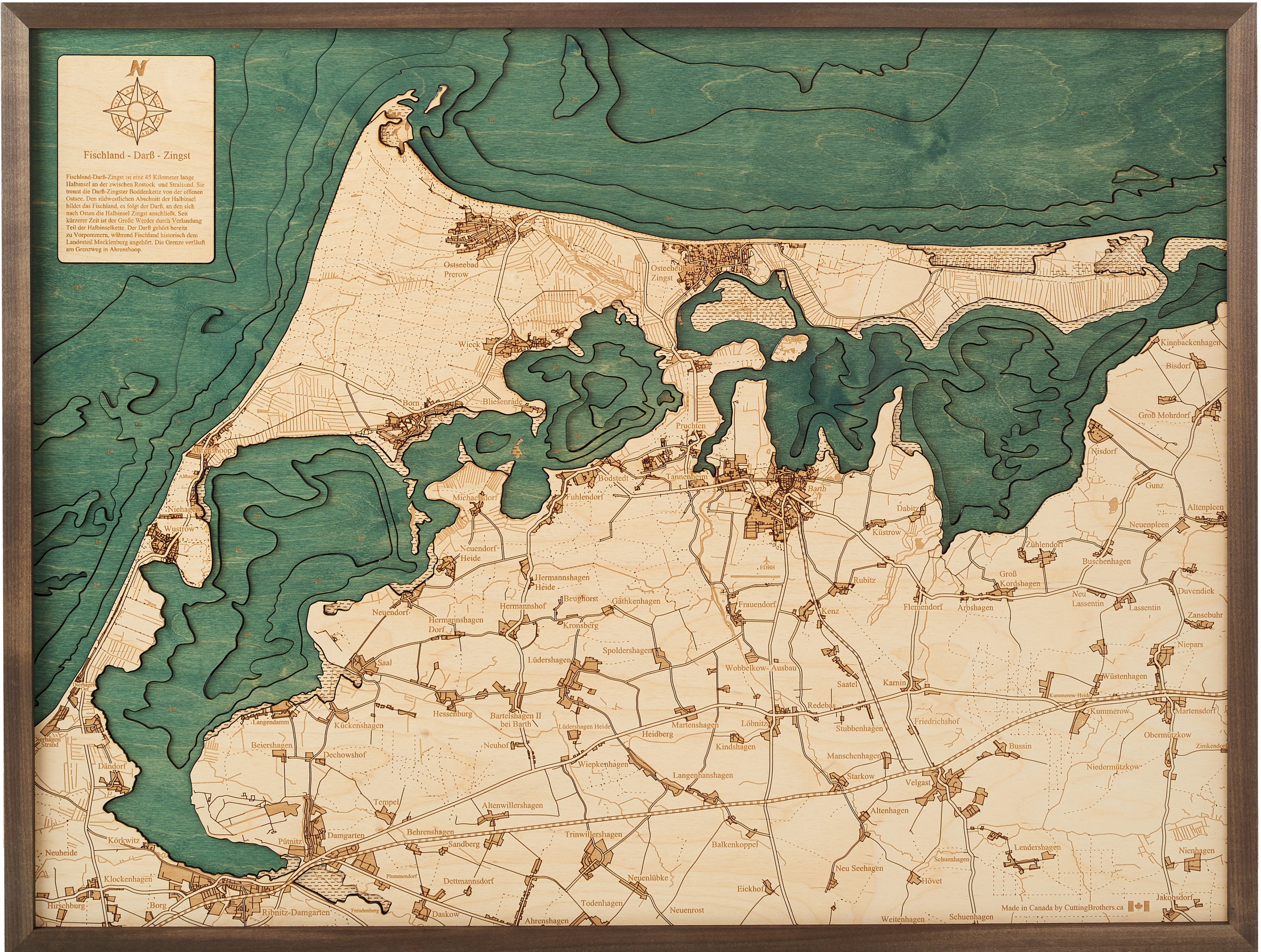 FISCHLAND - DARSS 3D WOODEN WALL MAP - Version L