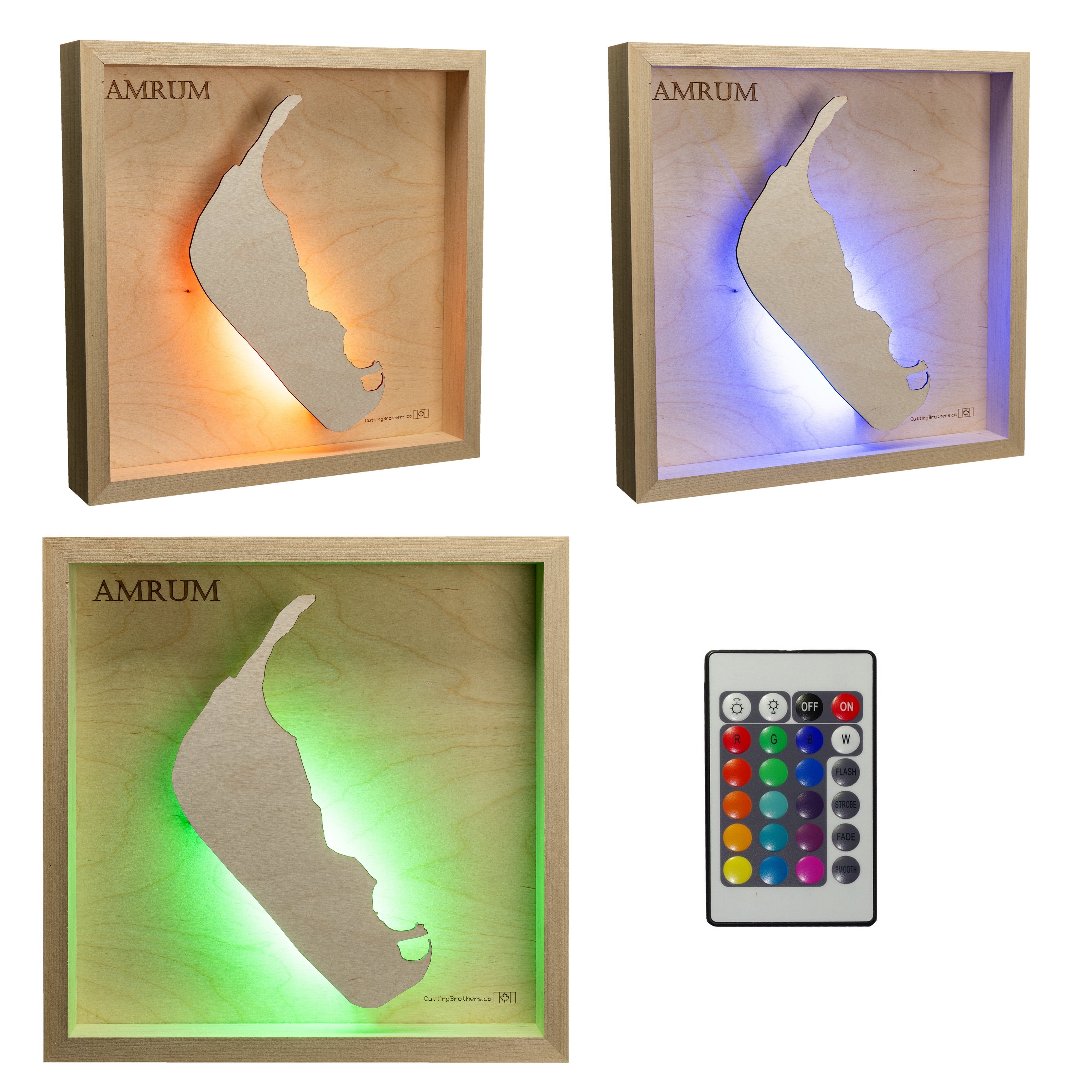 AMELAND LED LIGHT WOODEN WALL MAP - Version S