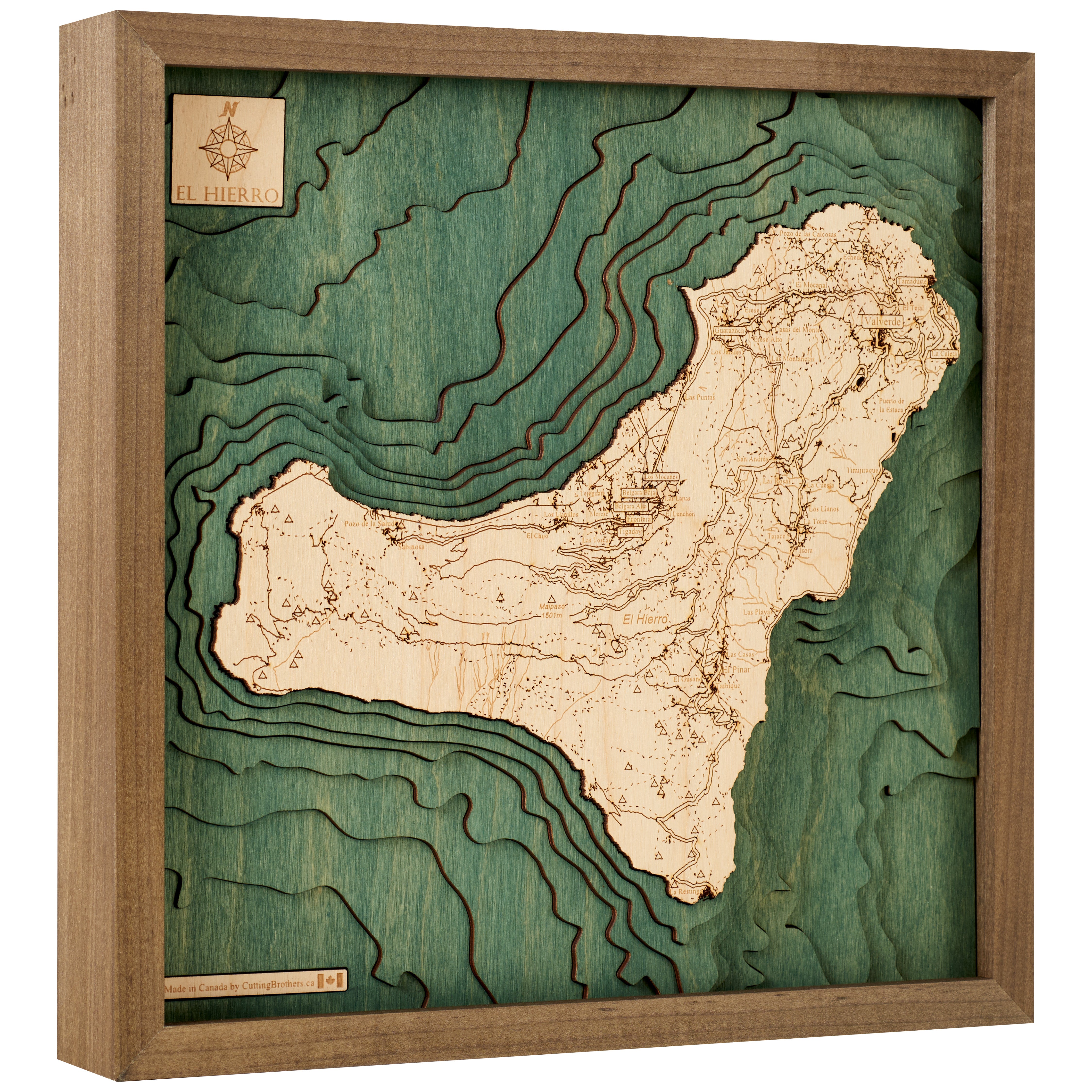 EL HIERRO 3D WOODEN WALL MAP - Version S