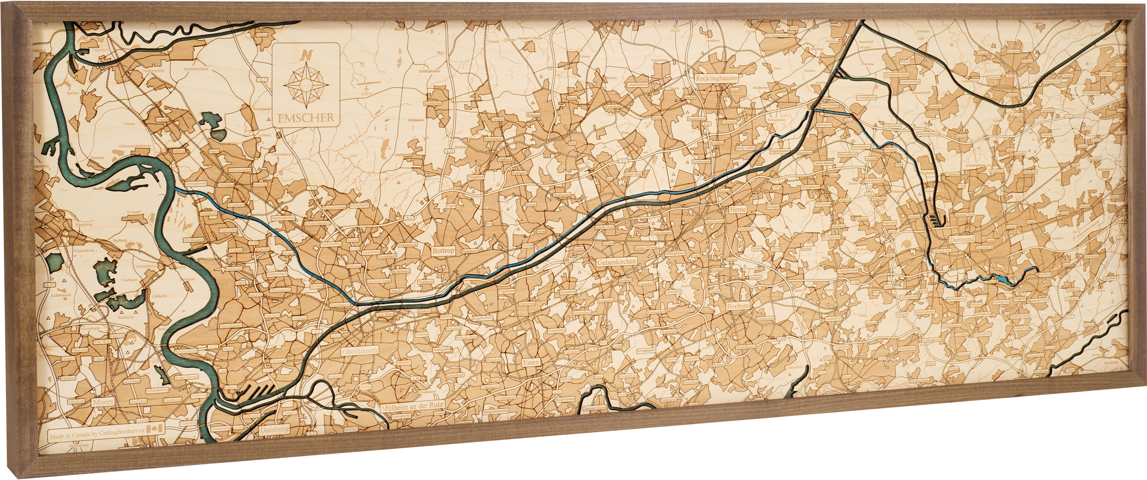 EMSCHER 3D WOODEN WALL MAP - Version XL