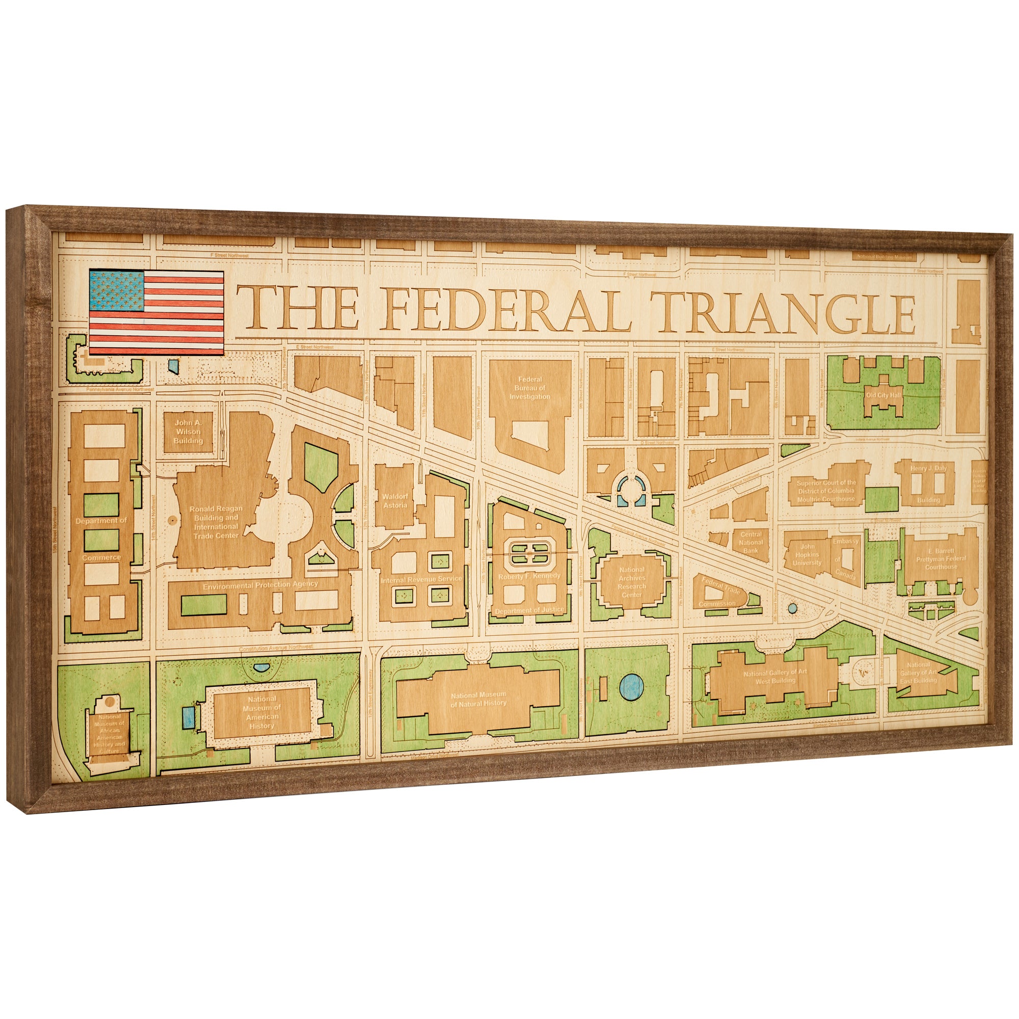 FEDERAL TRIANGLE 3D WOODEN WALL MAP - Version M