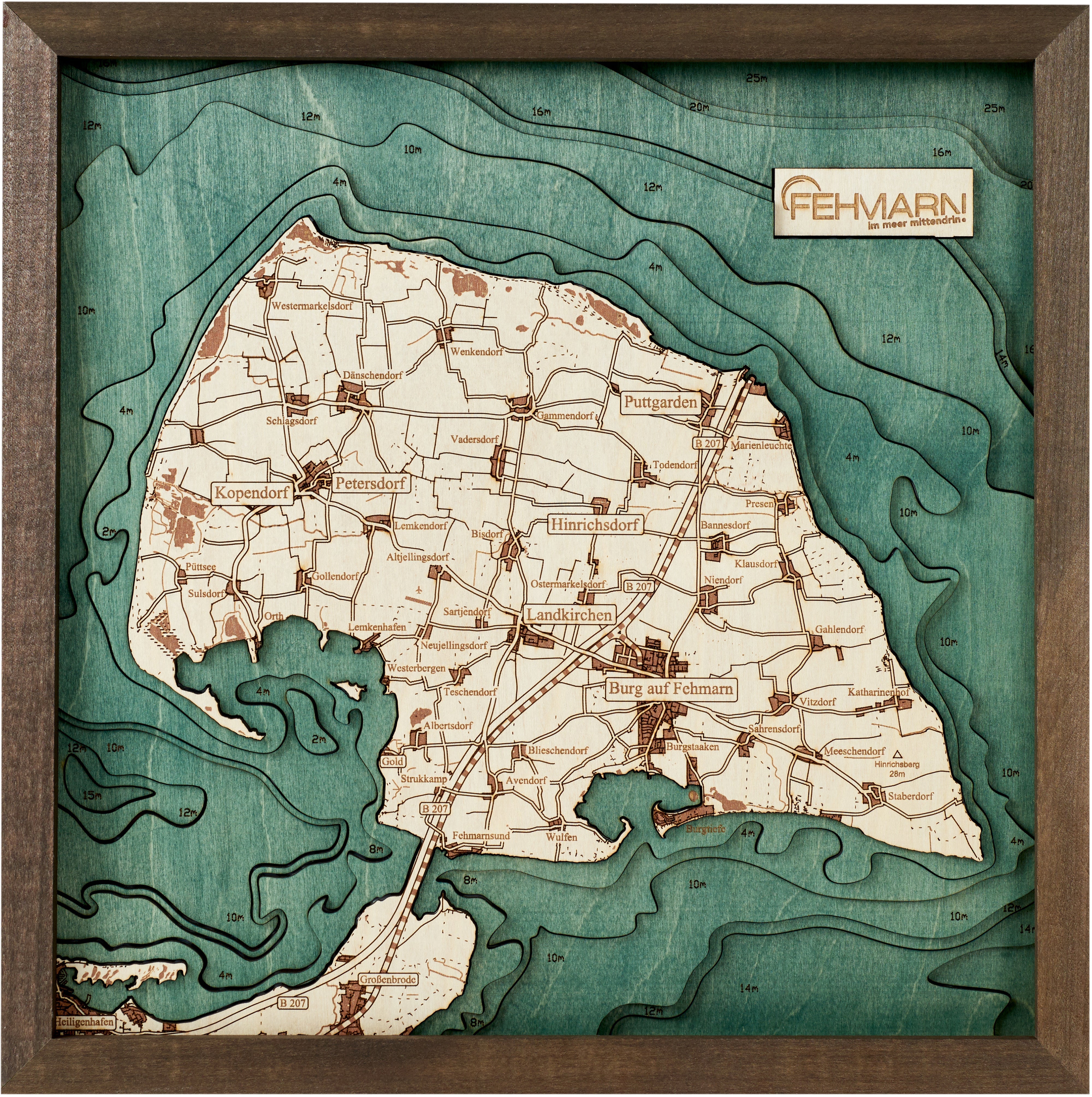 FEHMARN 3D WOODEN WALL MAP - Version S