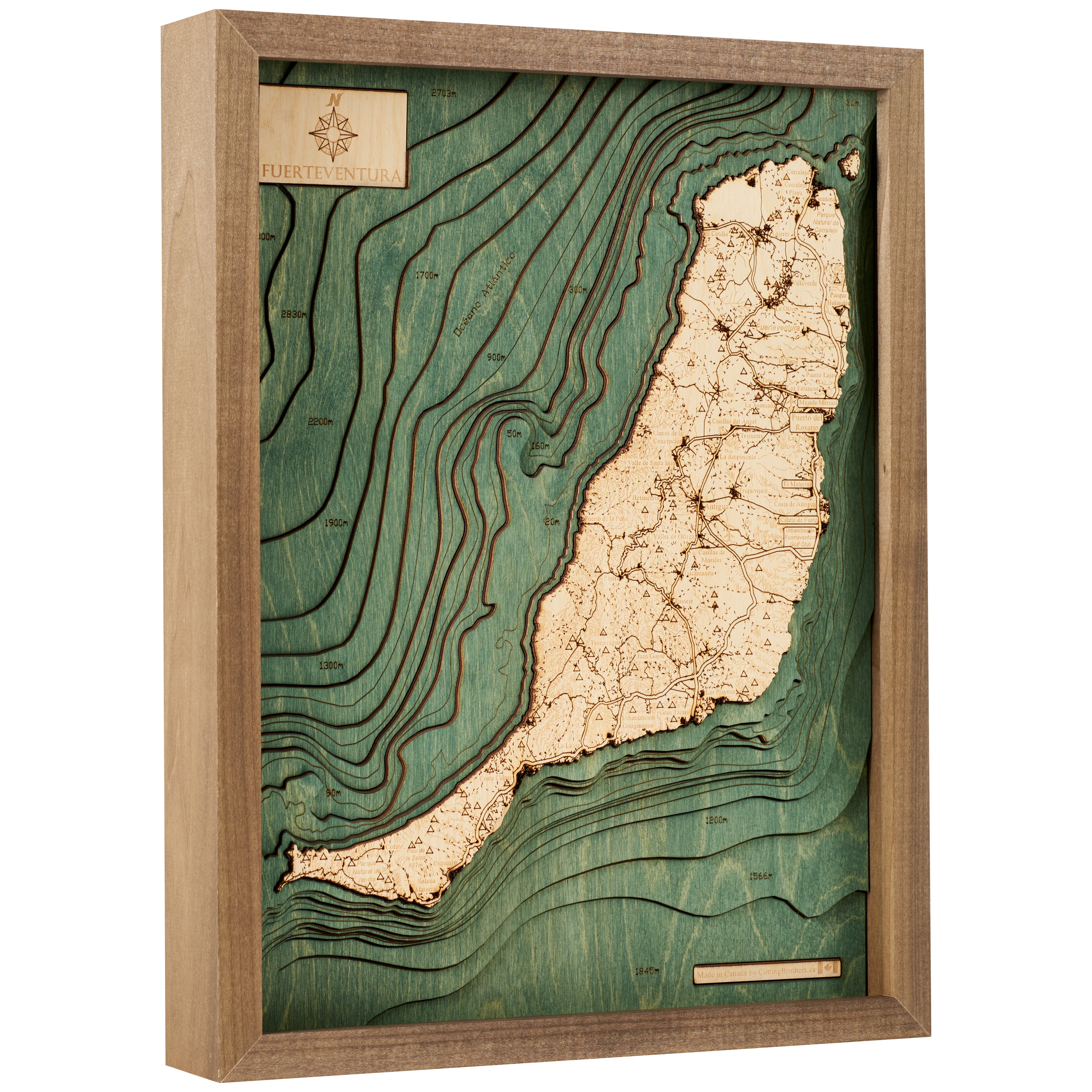 FUERTEVENTURA 3D WOODEN WALL MAP - Version S