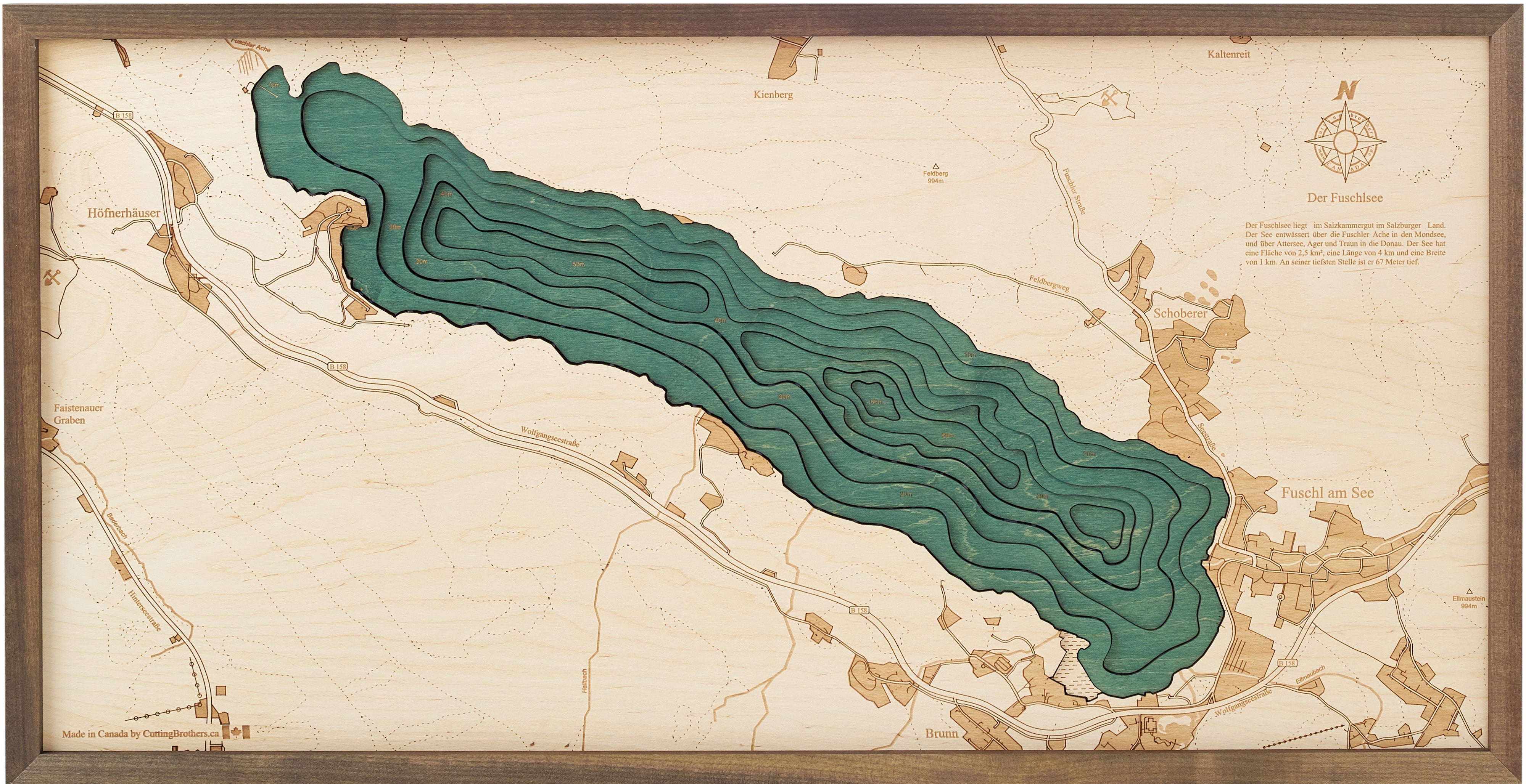 FUSCHLSEA 3D WOODEN WALL MAP - Version M