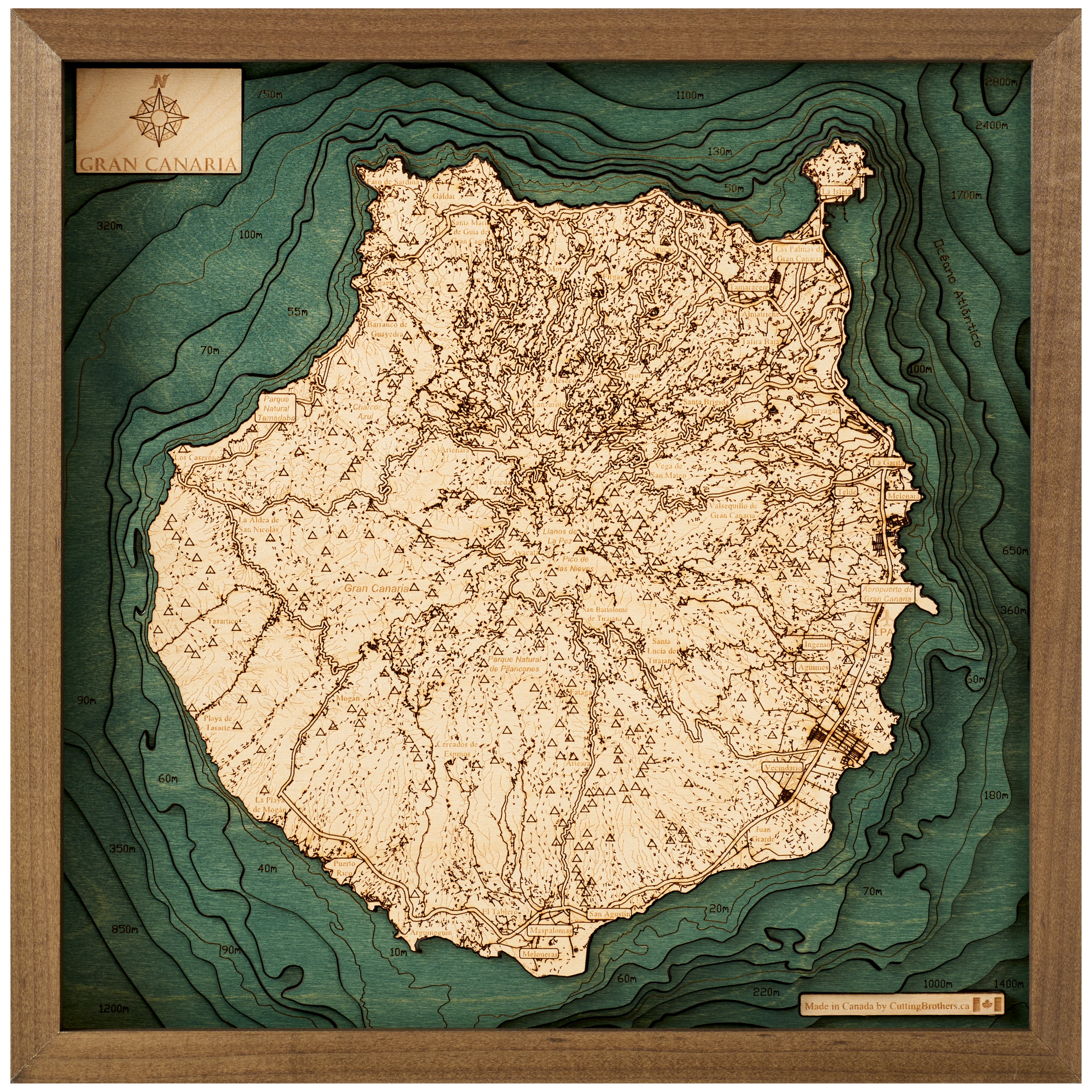 GRAN CANARIA 3D WOODEN WALL MAP - Version S