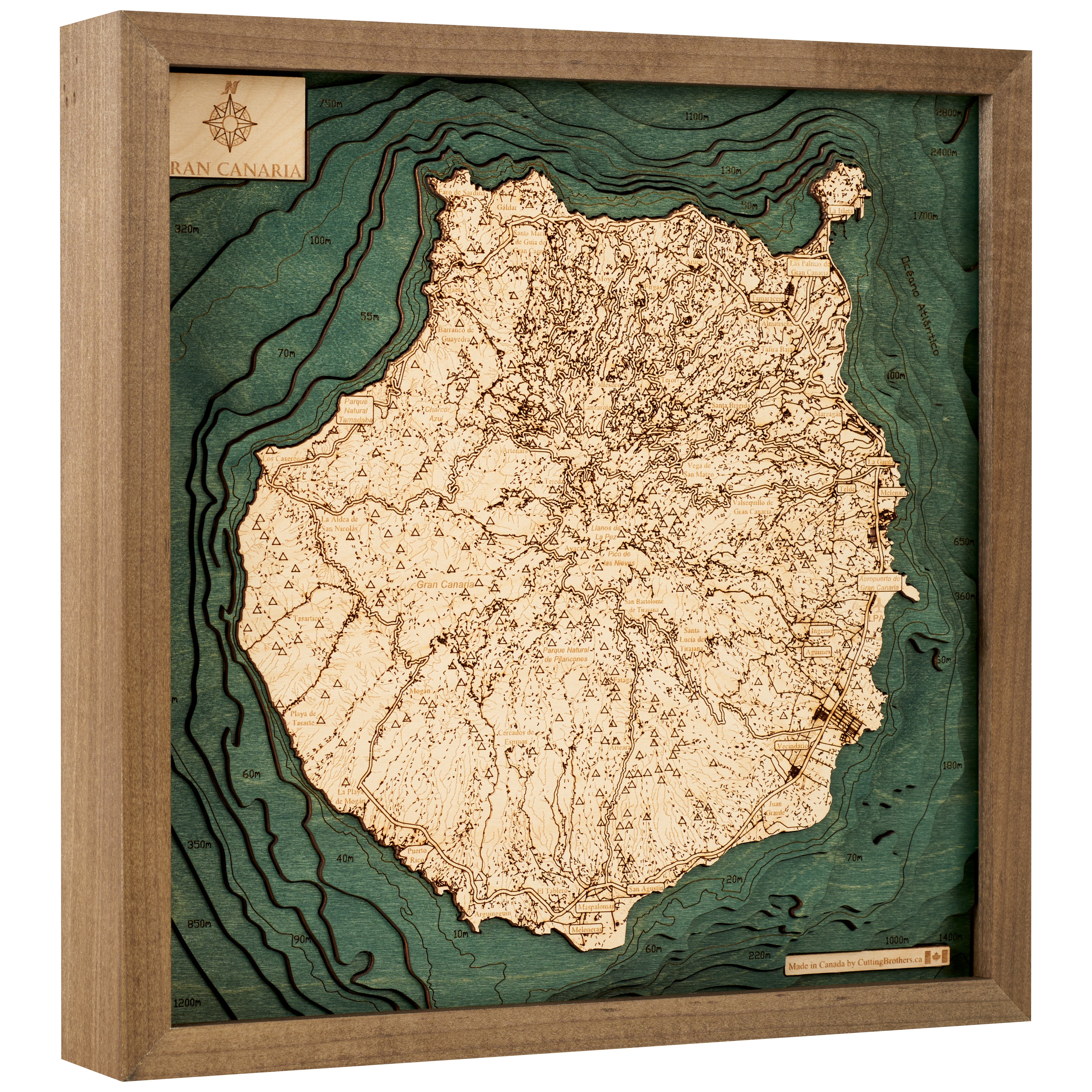 GRAN CANARIA 3D WOODEN WALL MAP - Version S