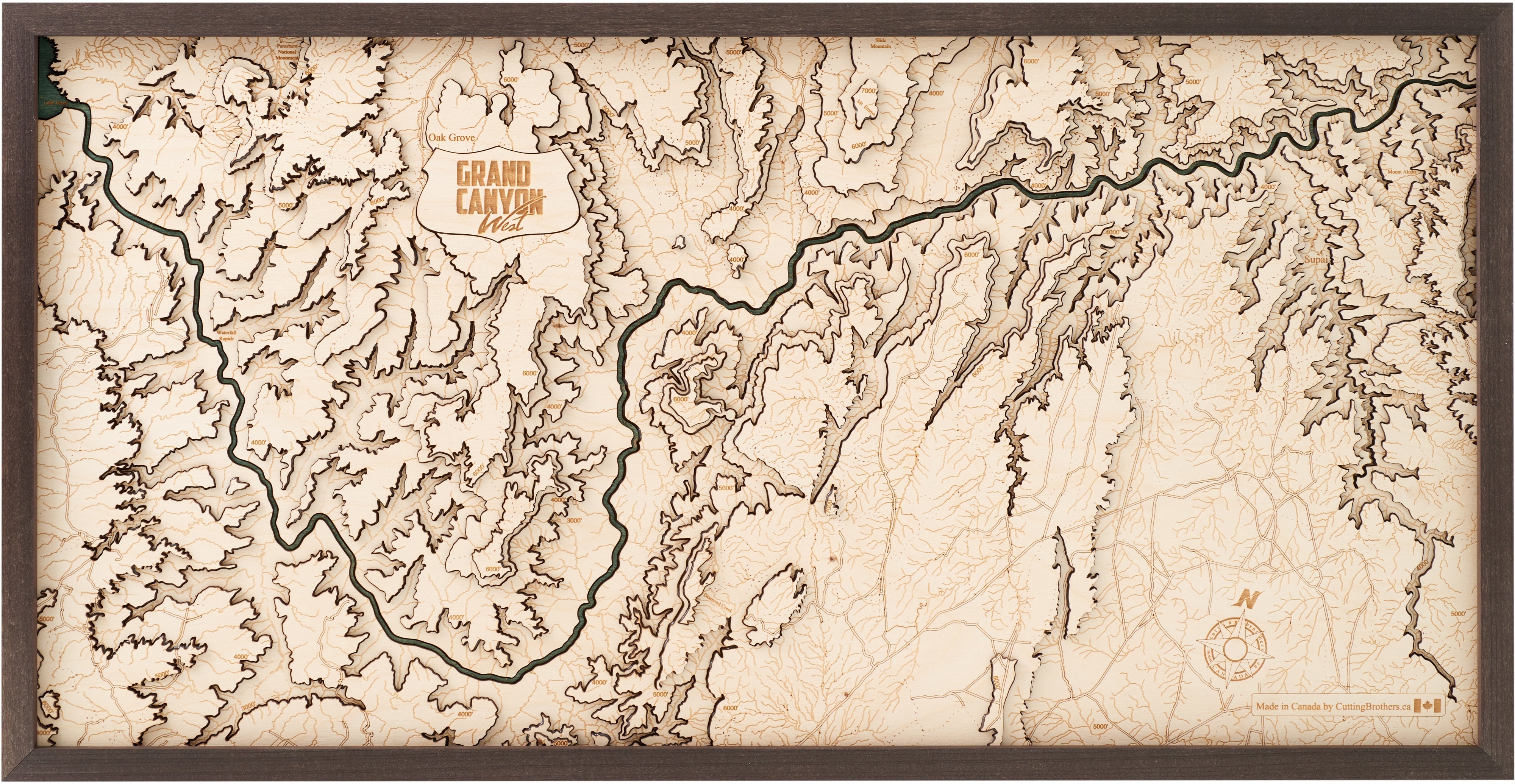 GRAND CANYON WEST 3D WOODEN WALL MAP - Version M