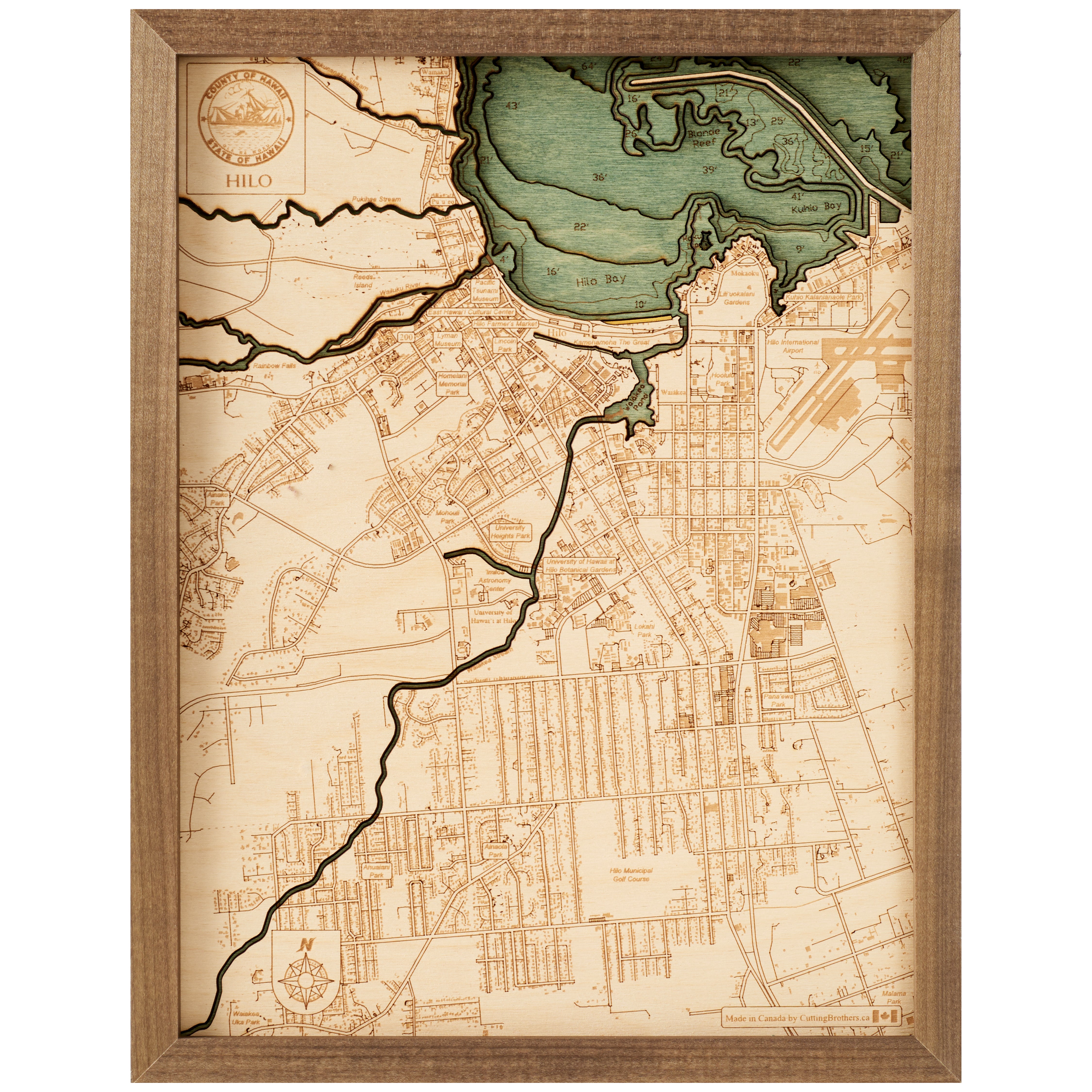 HILO 3D WOODEN WALL MAP - Version S