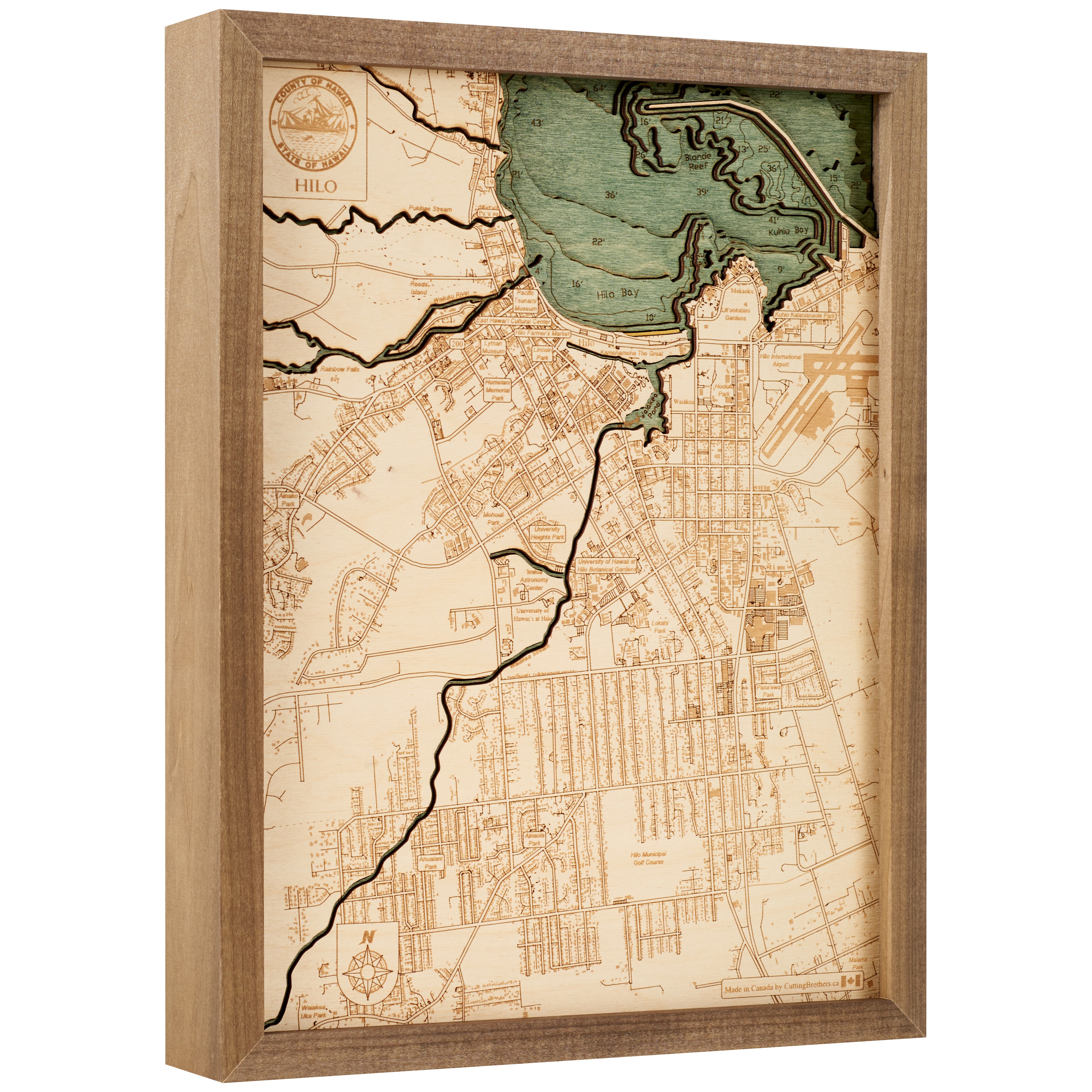 HILO 3D WOODEN WALL MAP - Version S