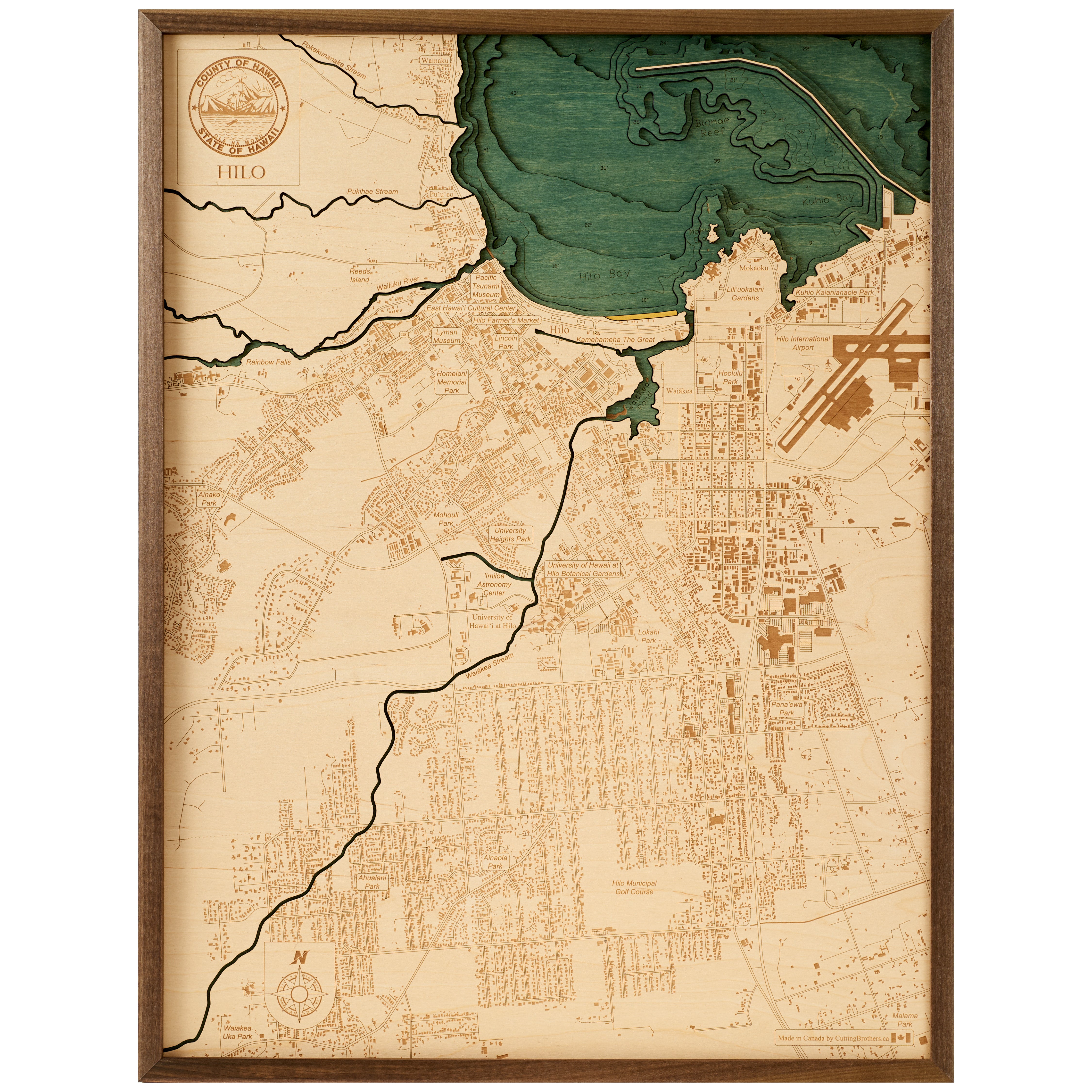 HILO 3D WOODEN WALL MAP - Version L