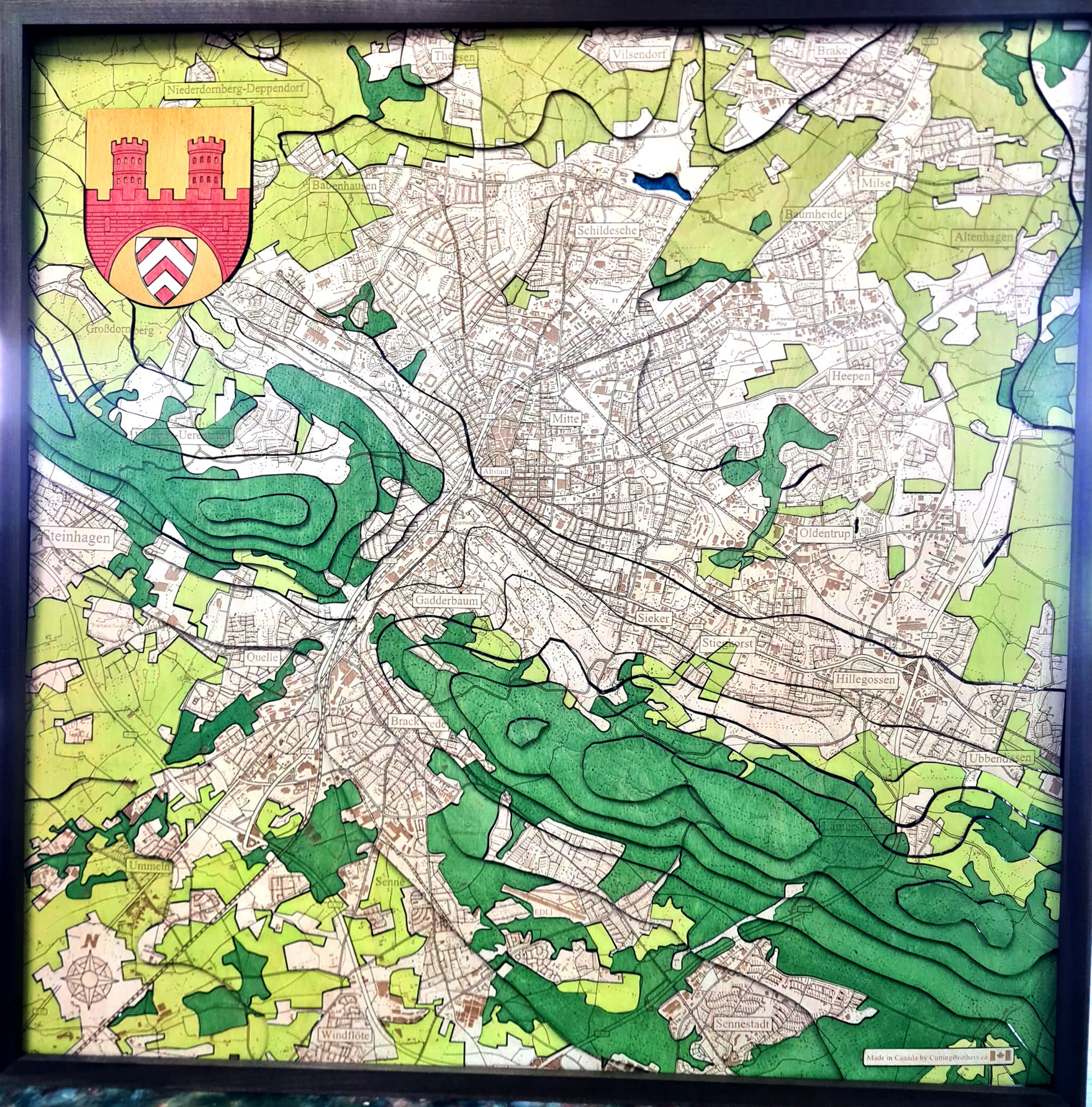 BIELEFELD 3D WOODEN WALL MAP - Version L