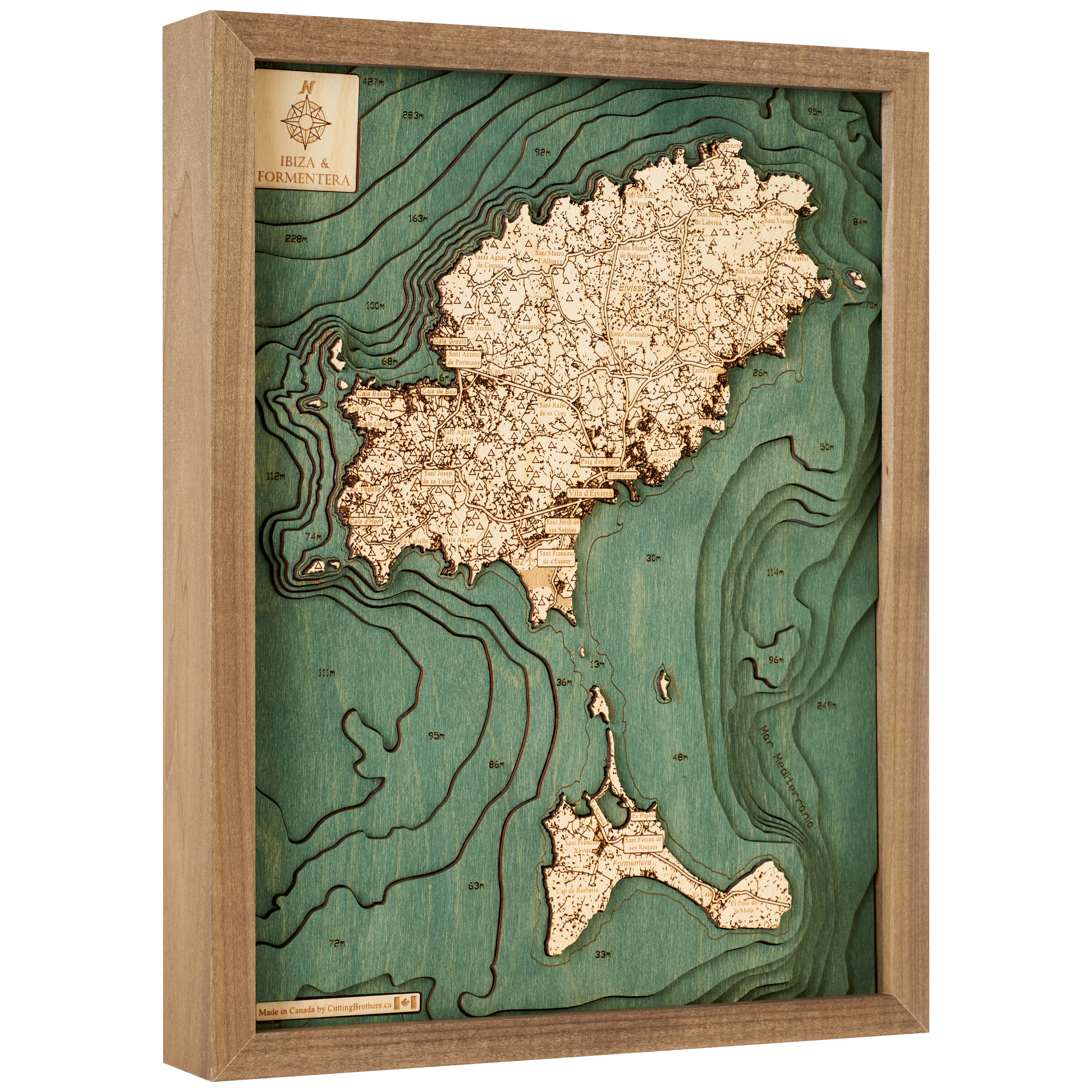 IBIZA 3D WOODEN WALL MAP - Version S