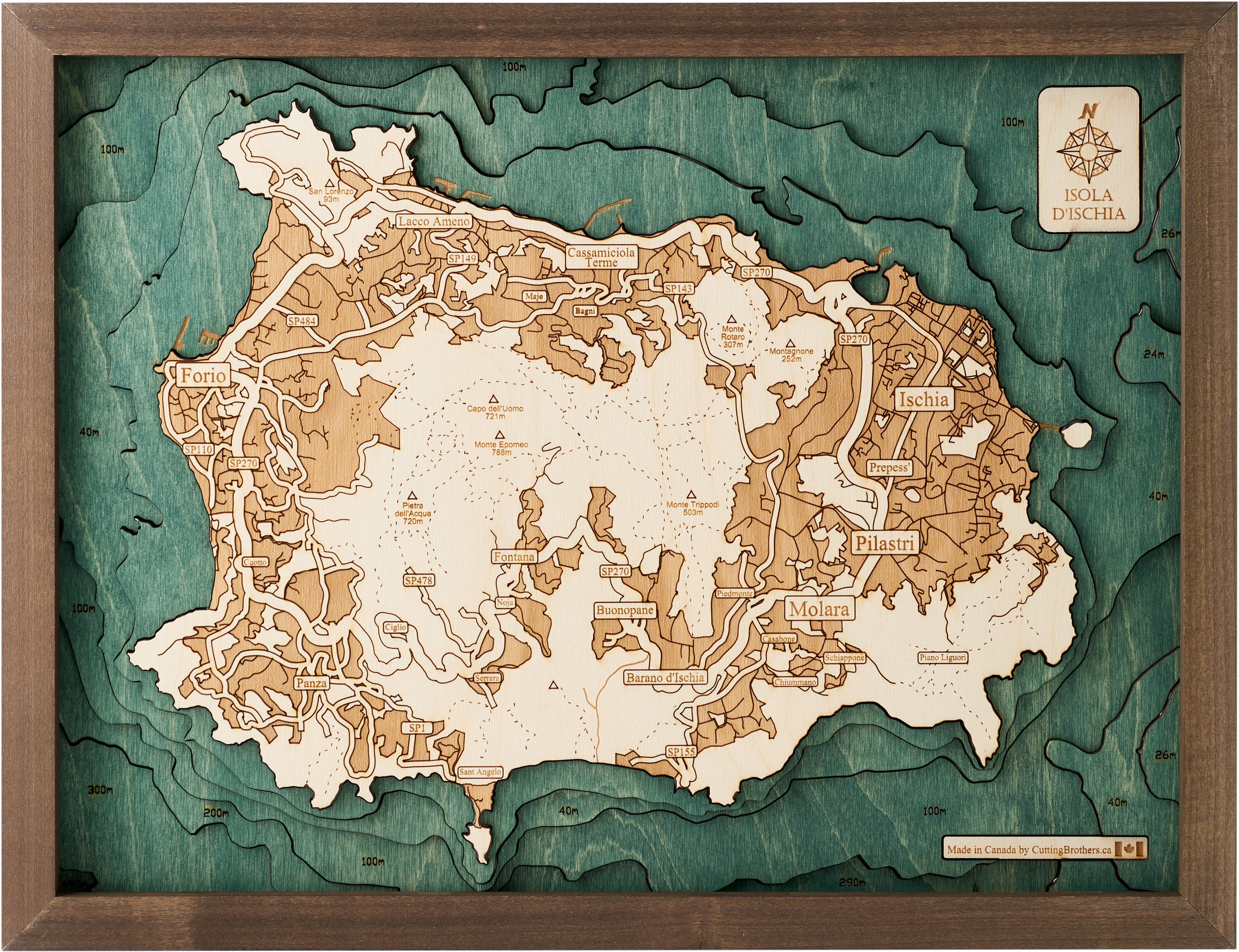 ISCHIA 3D WOODEN WALL MAP - Version S