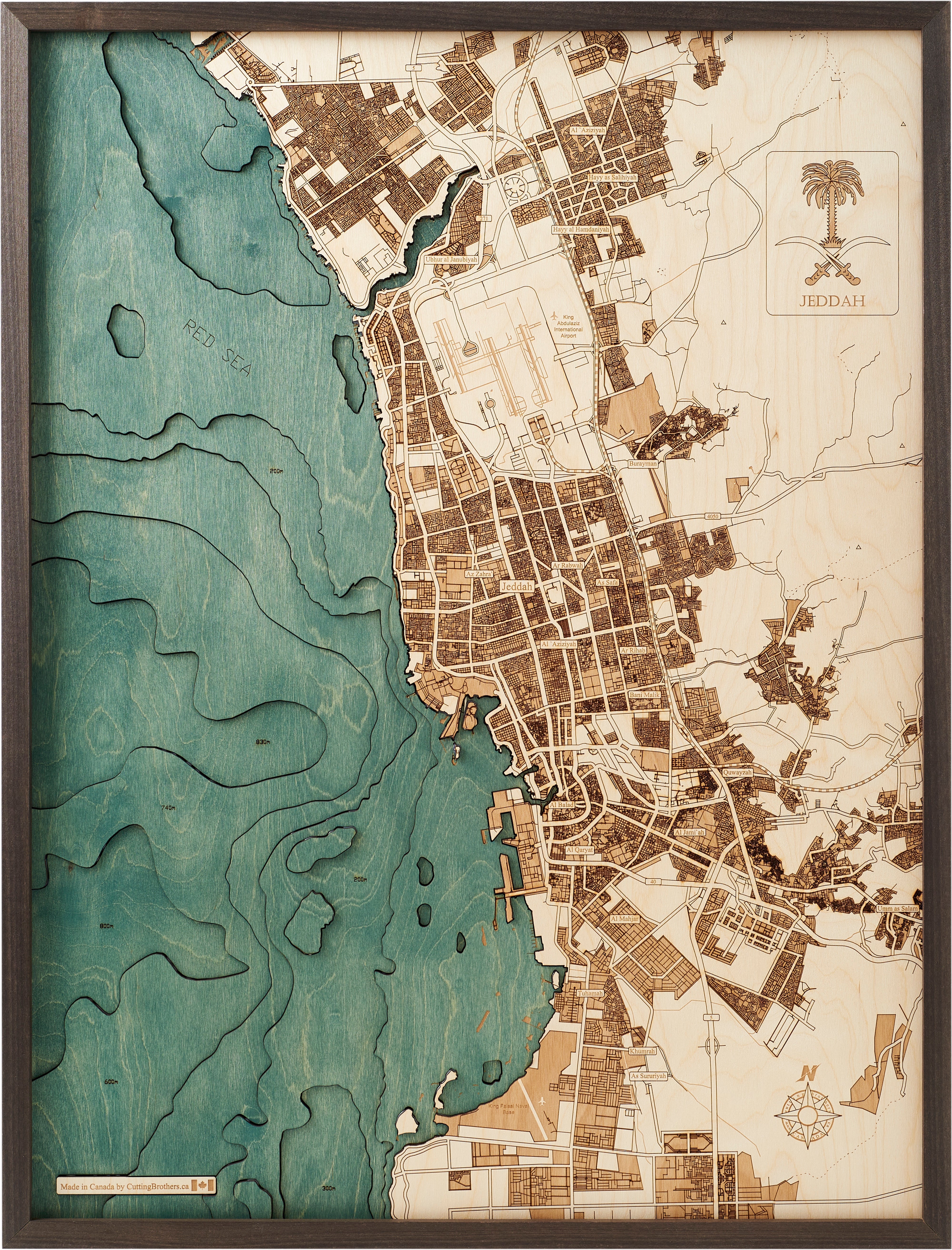 JEDDAH 3D WOODEN WALL MAP - Version L