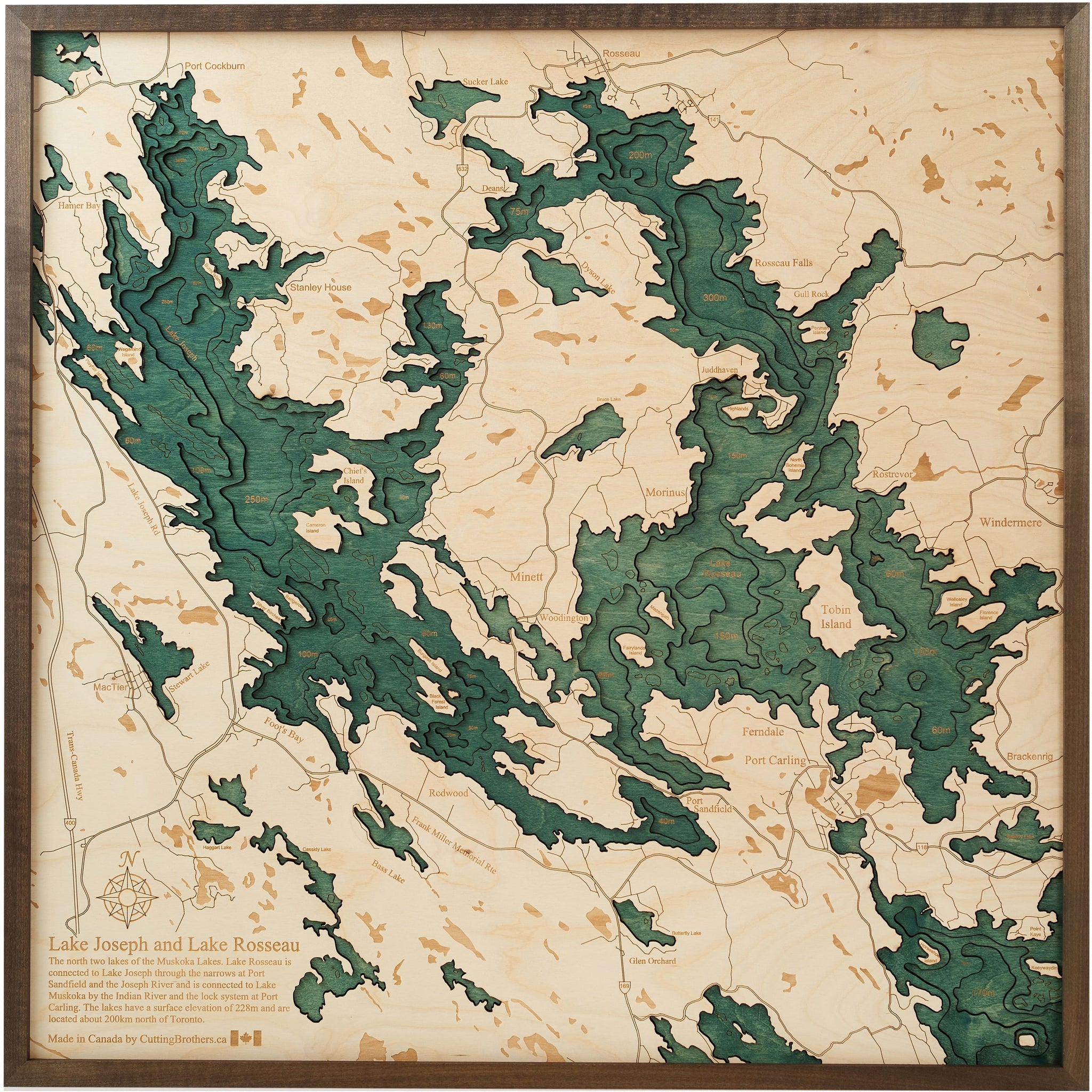 JOSEPH & ROUSSEAU 3D WOODEN WALL MAP - Version L