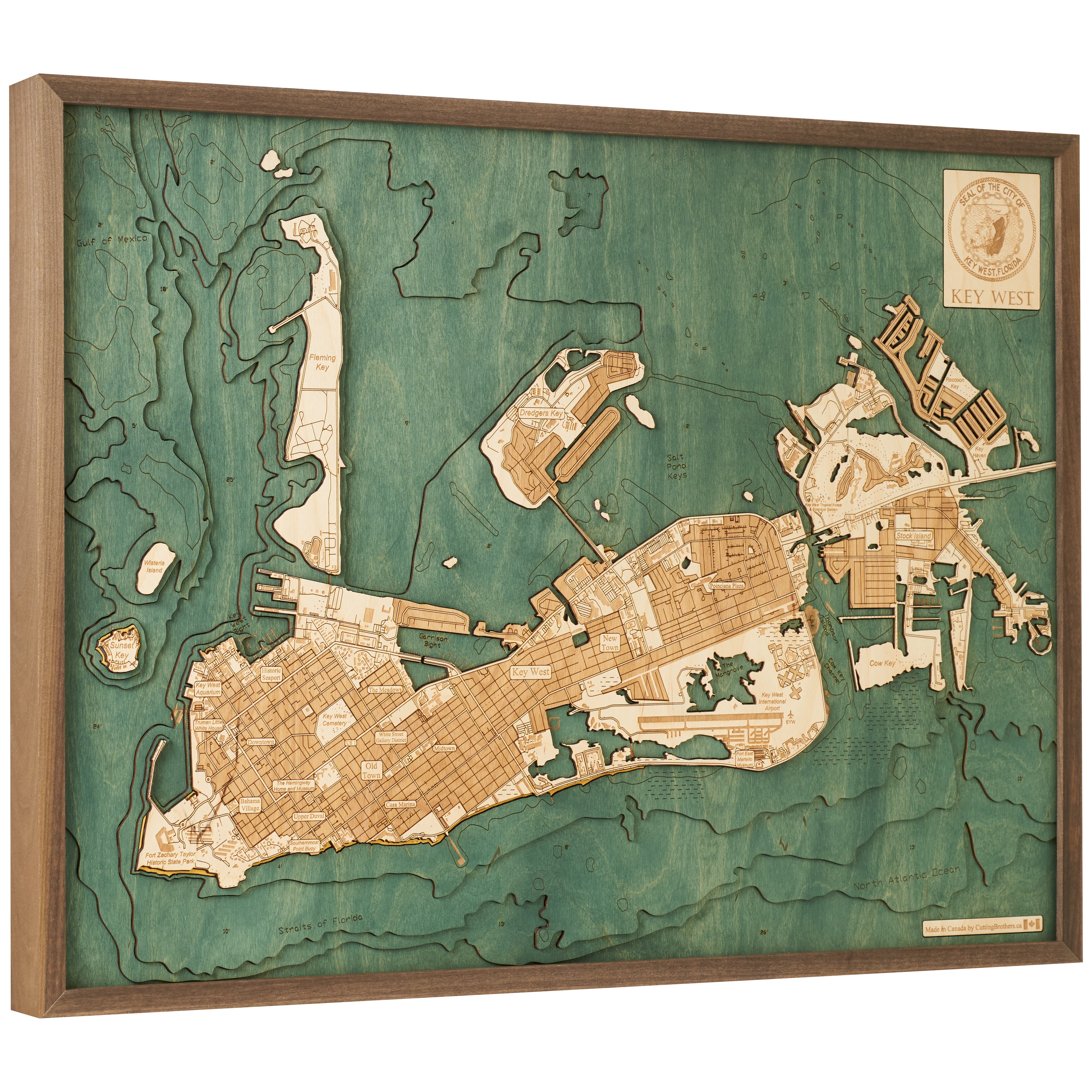 KEY WEST 3D WOODEN WALL MAP - Version L