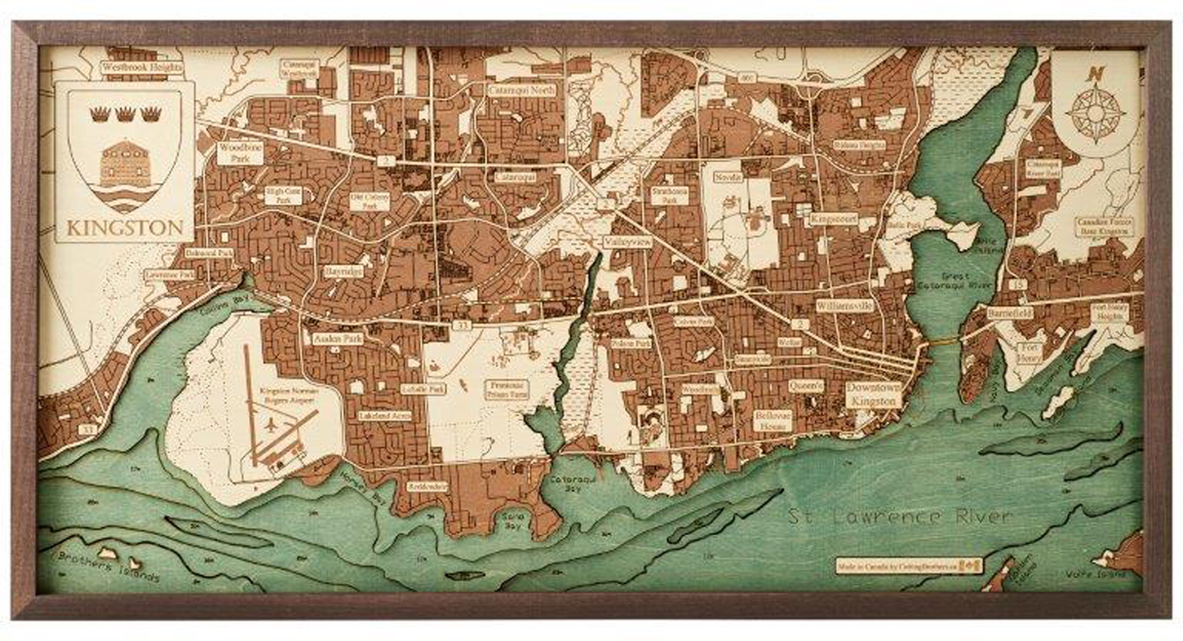 KINGSTON 3D WOODEN WALL MAP - Version M