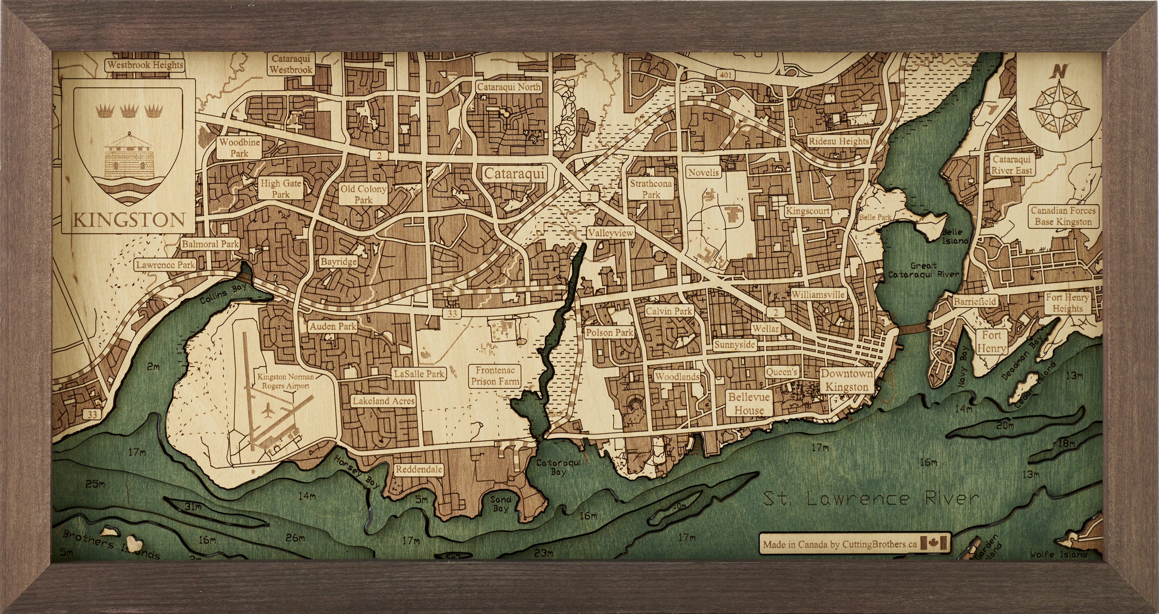 KINGSTON 3D WOODEN WALL MAP - Version S