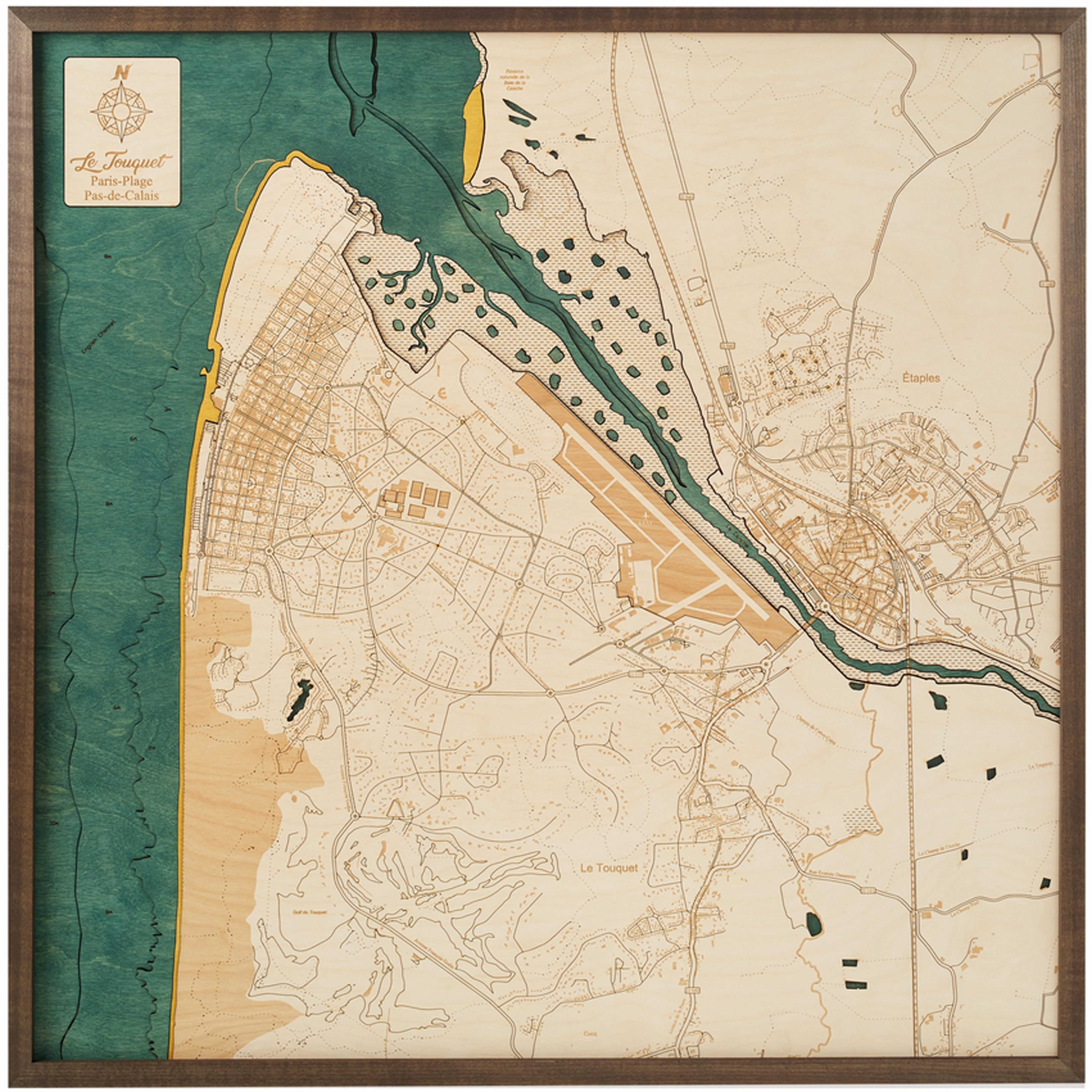 LE TOUQUET 3D WOODEN WALL MAP - Version L