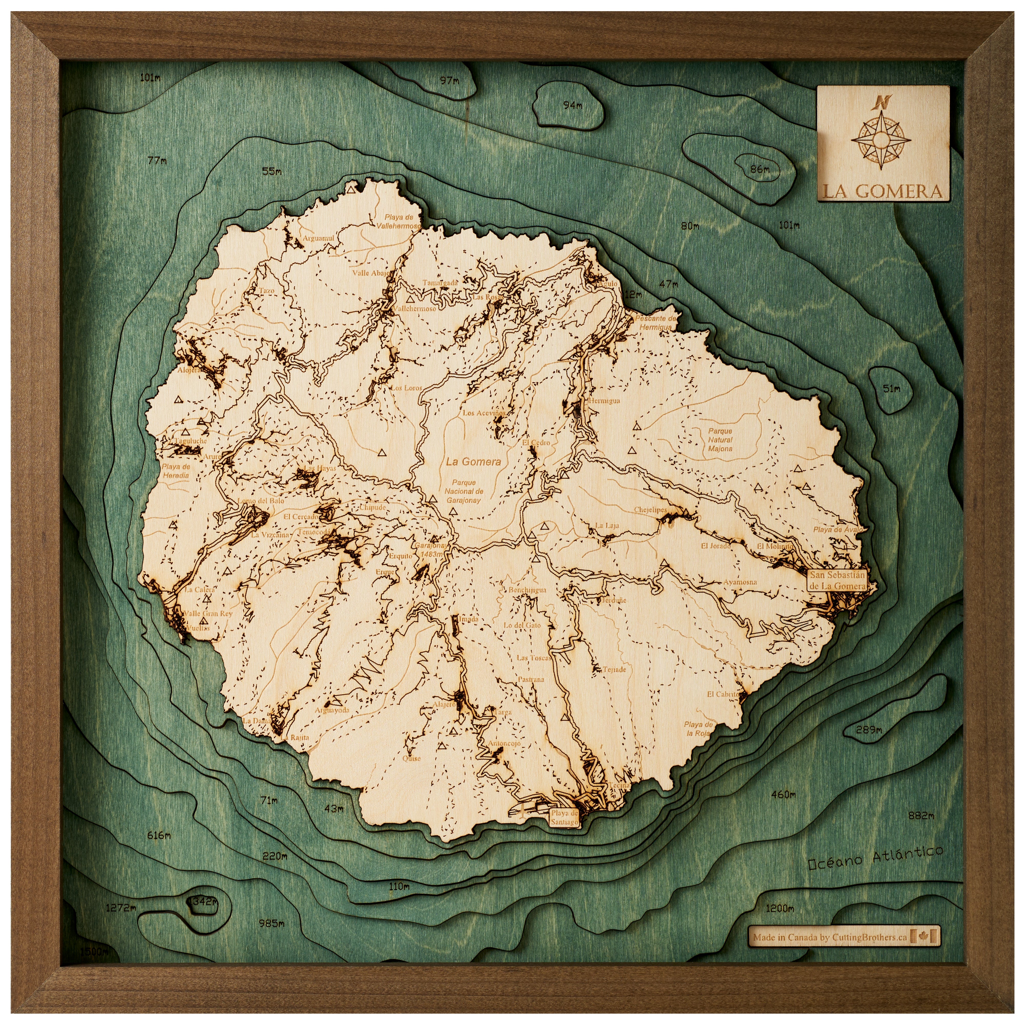 LA GOMERA 3D WOODEN WALL MAP - Version S