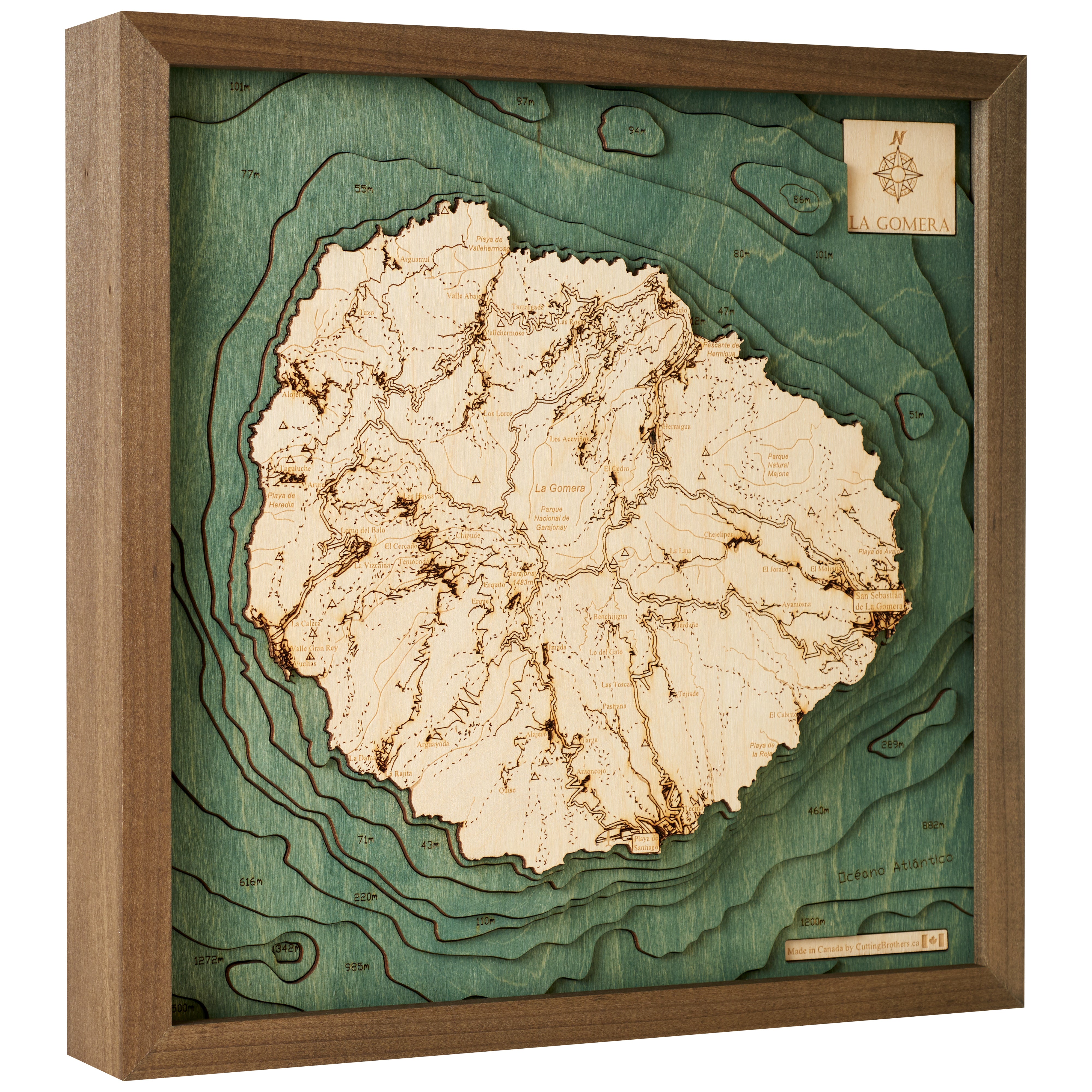 LA GOMERA 3D WOODEN WALL MAP - Version S