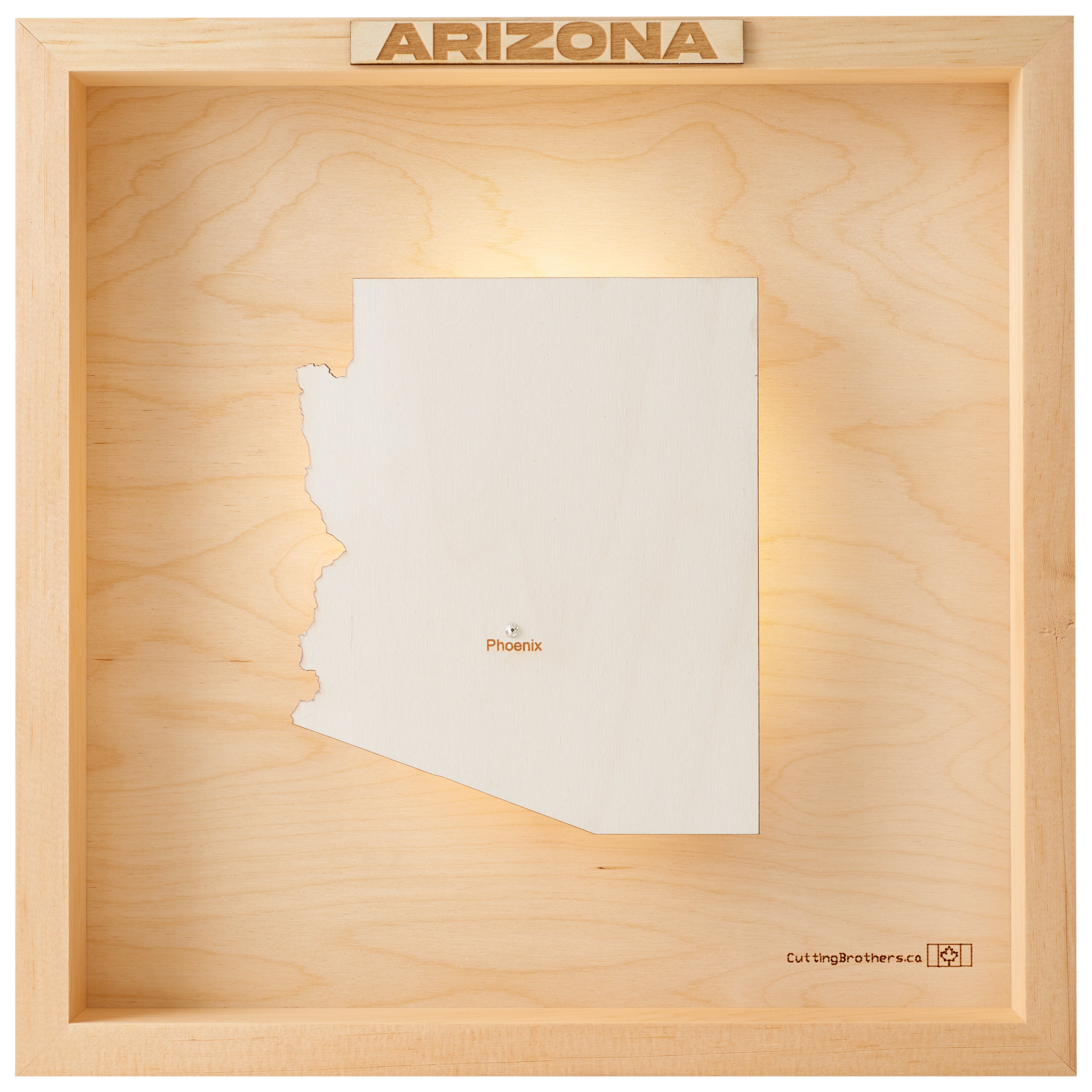 ARIZONA LED LIGHT WOODEN WALL MAP - Version S