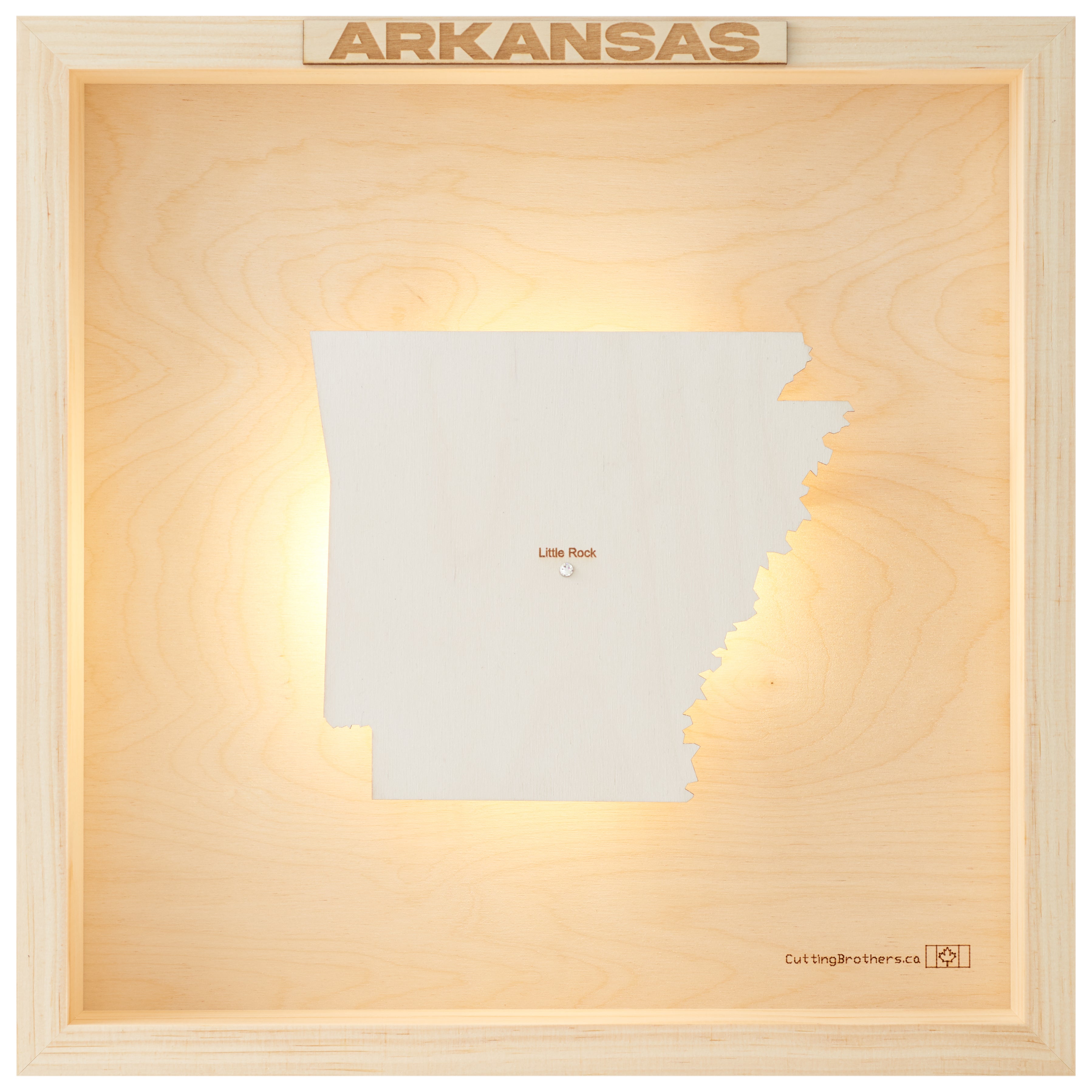 ARKANSAS LED LIGHT WOODEN WALL MAP - Version S