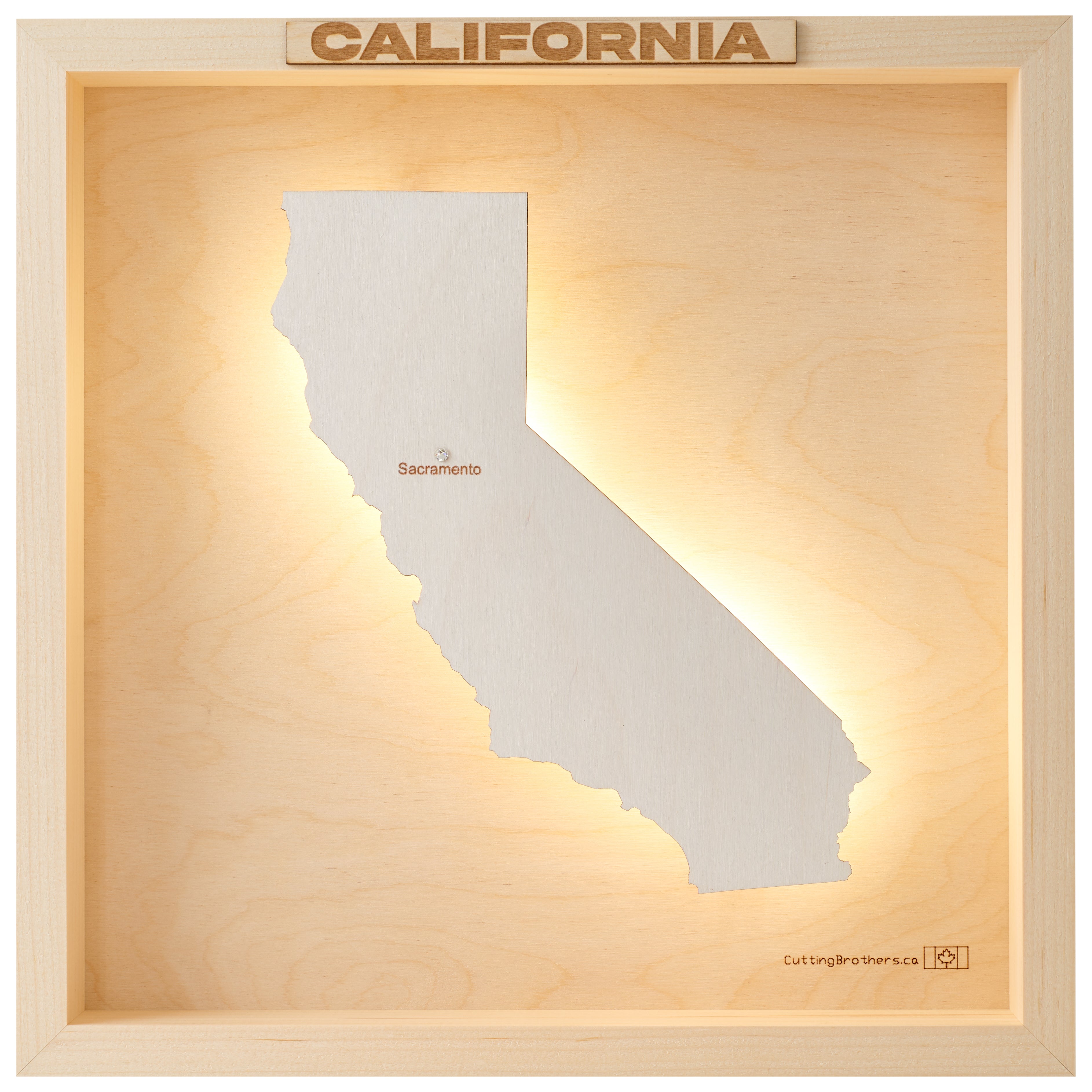 CALIFORNIA LED LIGHT WOODEN WALL MAP - Version S