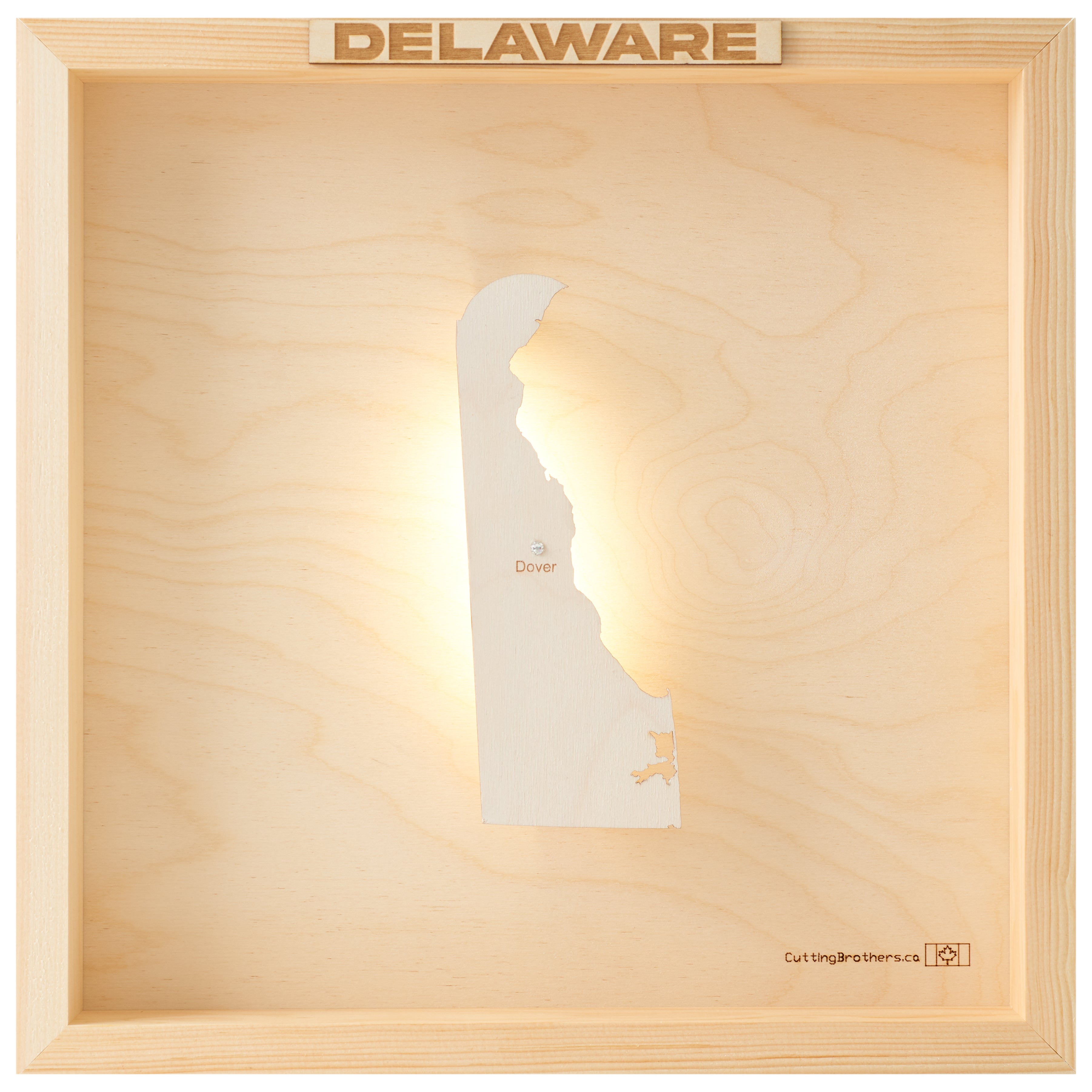 DELAWARE LED LIGHT WOODEN WALL MAP - Version S