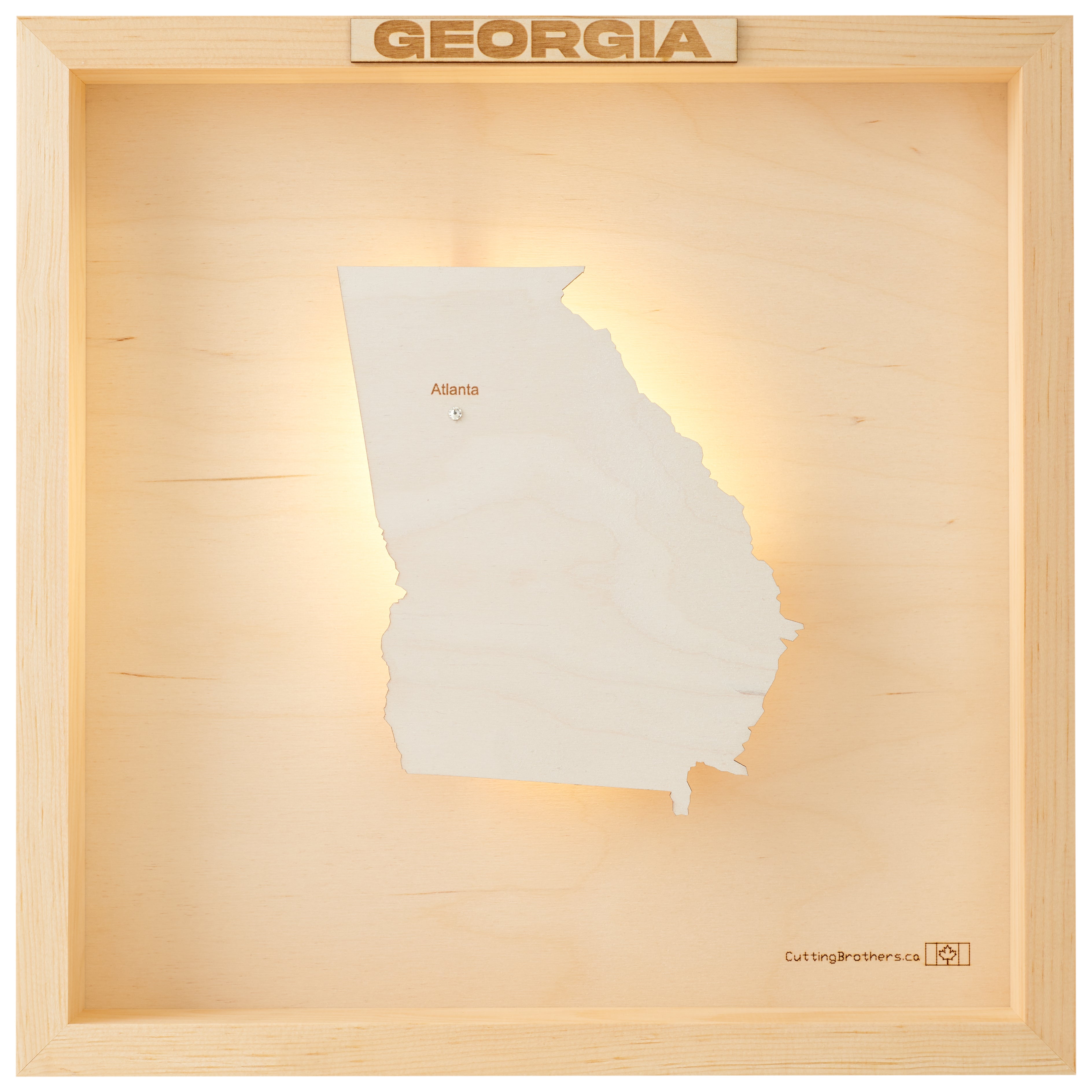 GEORGIA LED LIGHT WOODEN WALL MAP - Version S