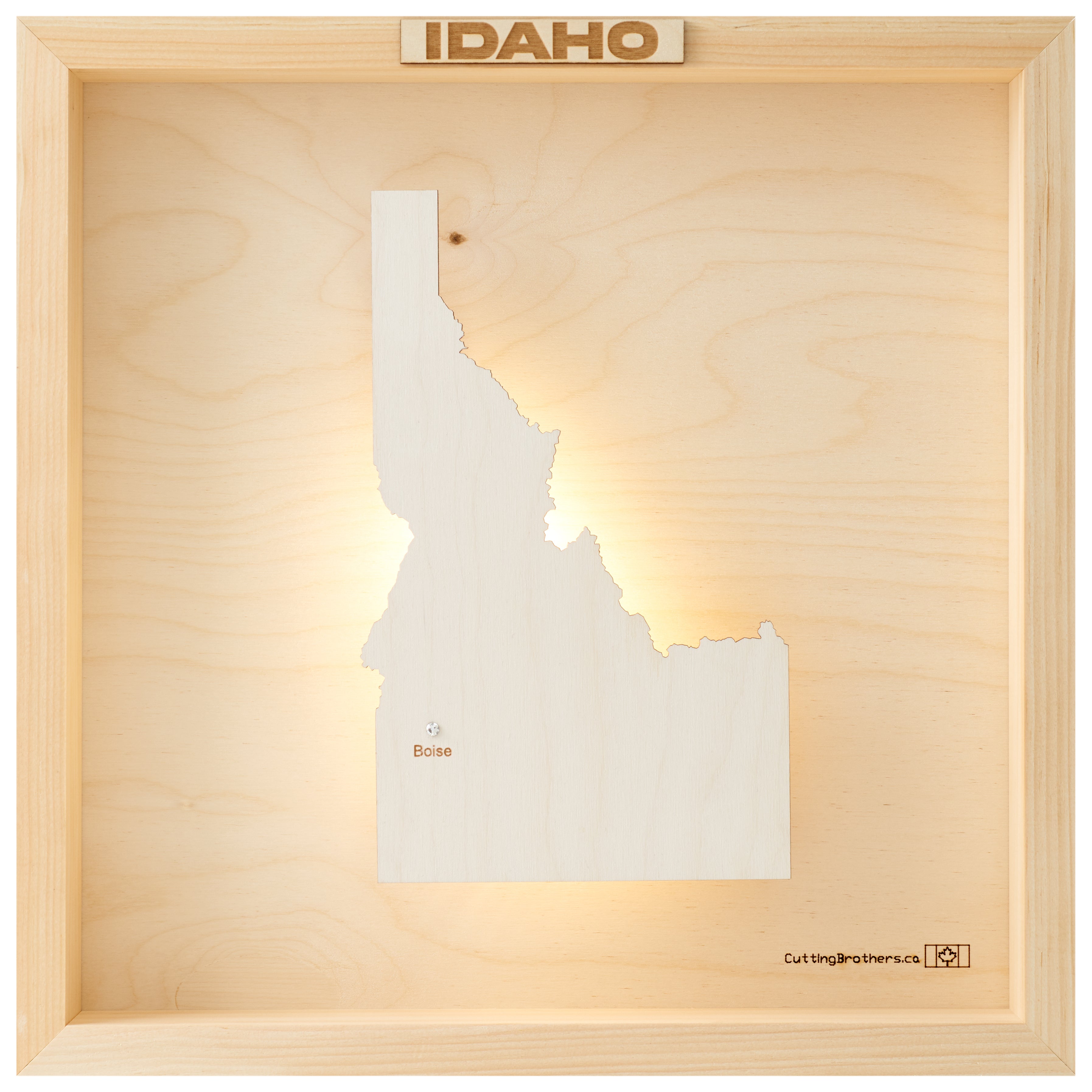 IDAHO LED LIGHT WOODEN WALL MAP - Version S