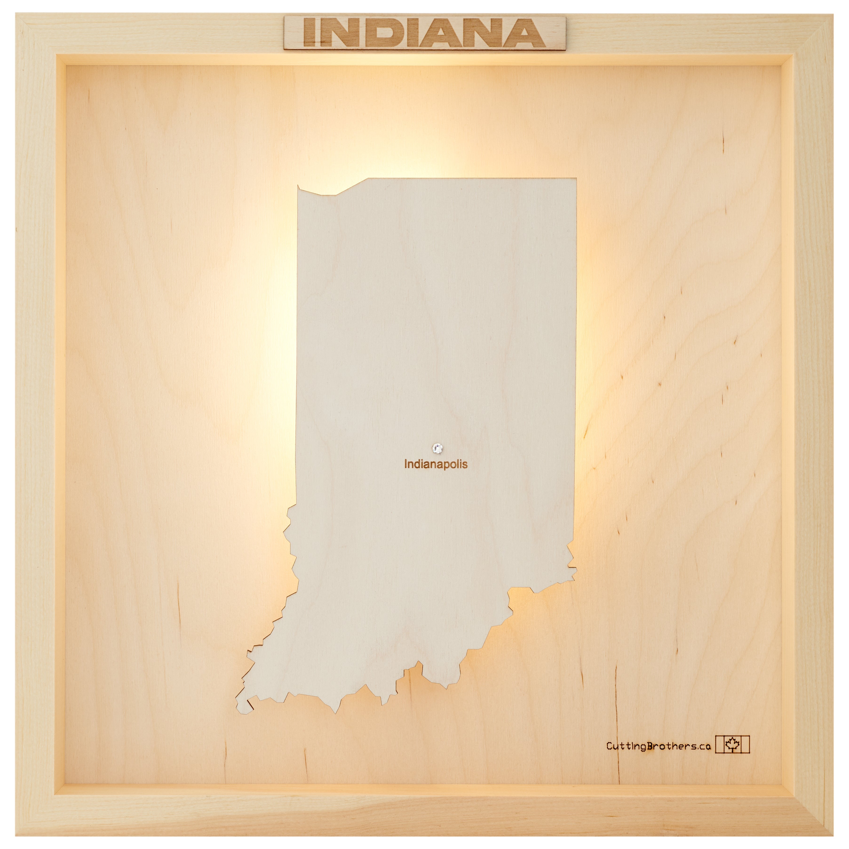 INDIANA LED LIGHT WOODEN WALL MAP - Version S