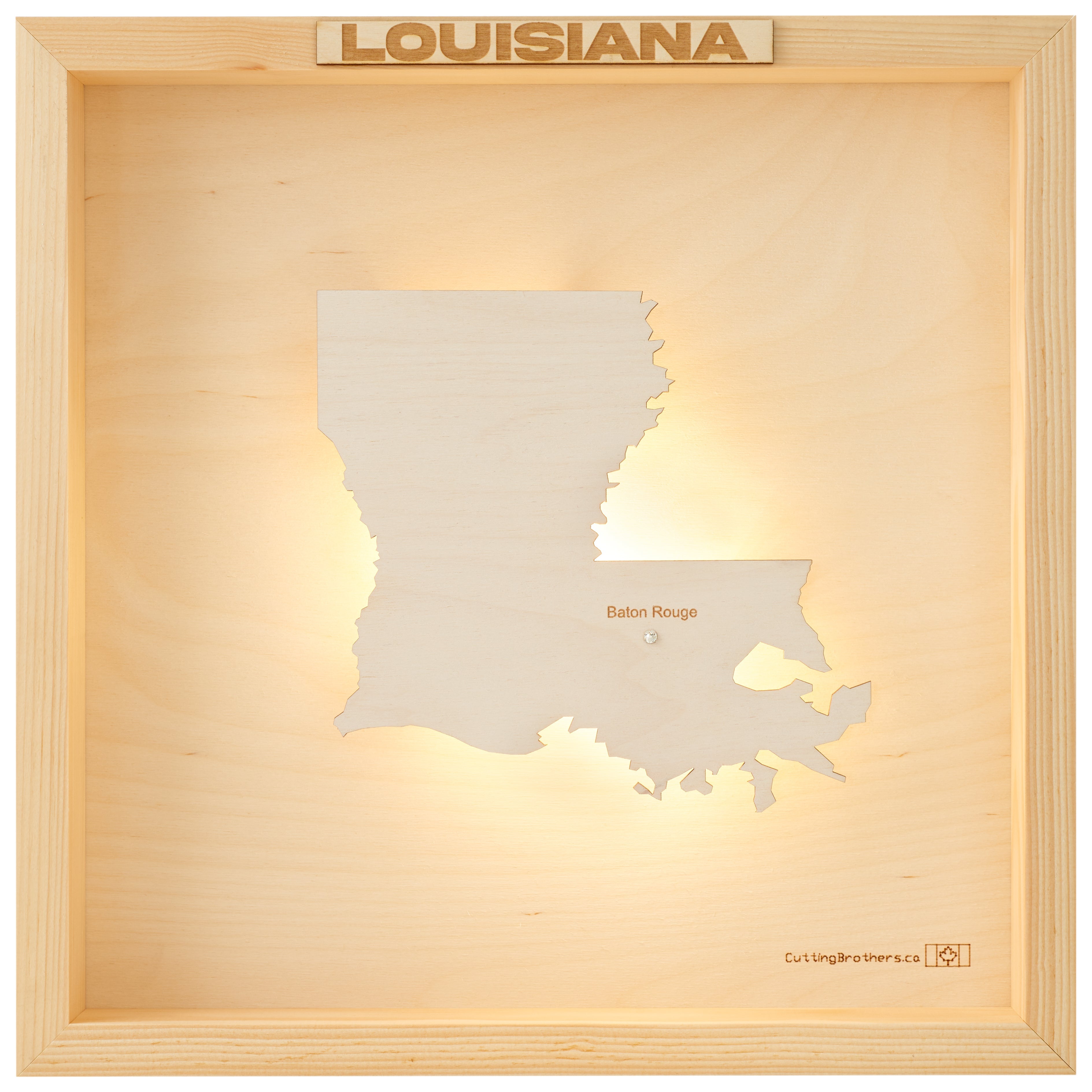 LOUISIANA LED LIGHT WOODEN WALL MAP - Version S