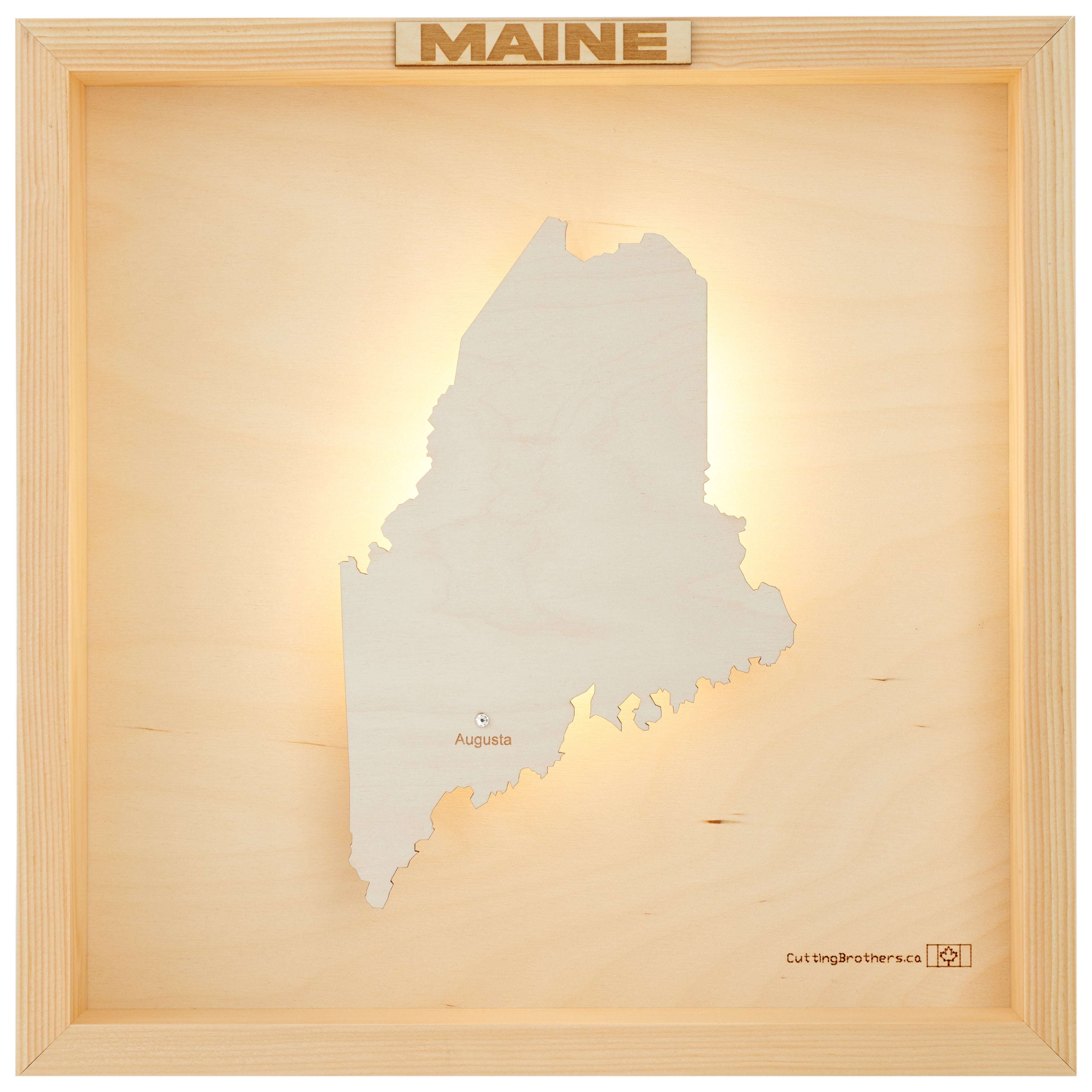 MAINE LED LIGHT WOODEN WALL MAP - Version S