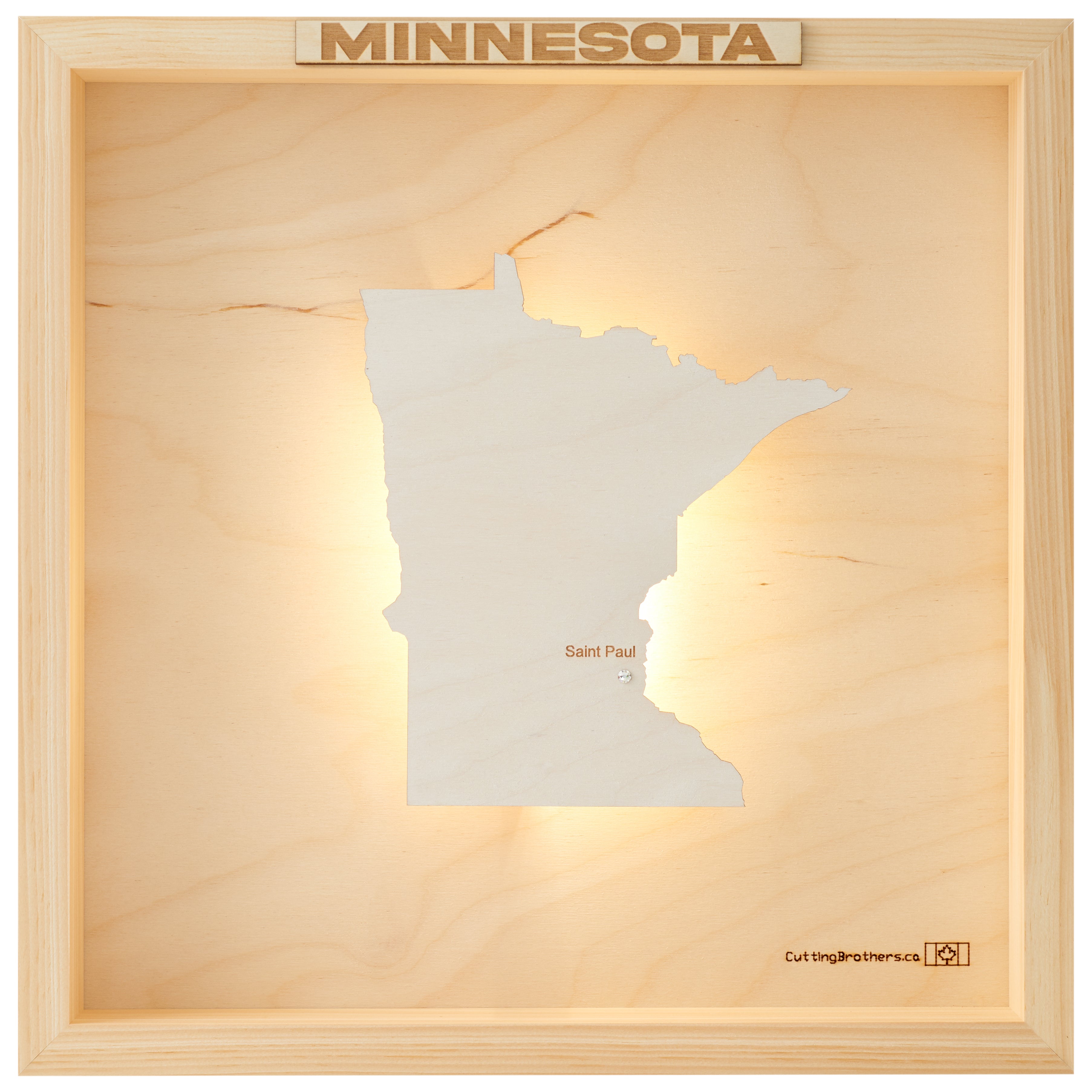 MINNESOTA LED LIGHT WOODEN WALL MAP - Version S