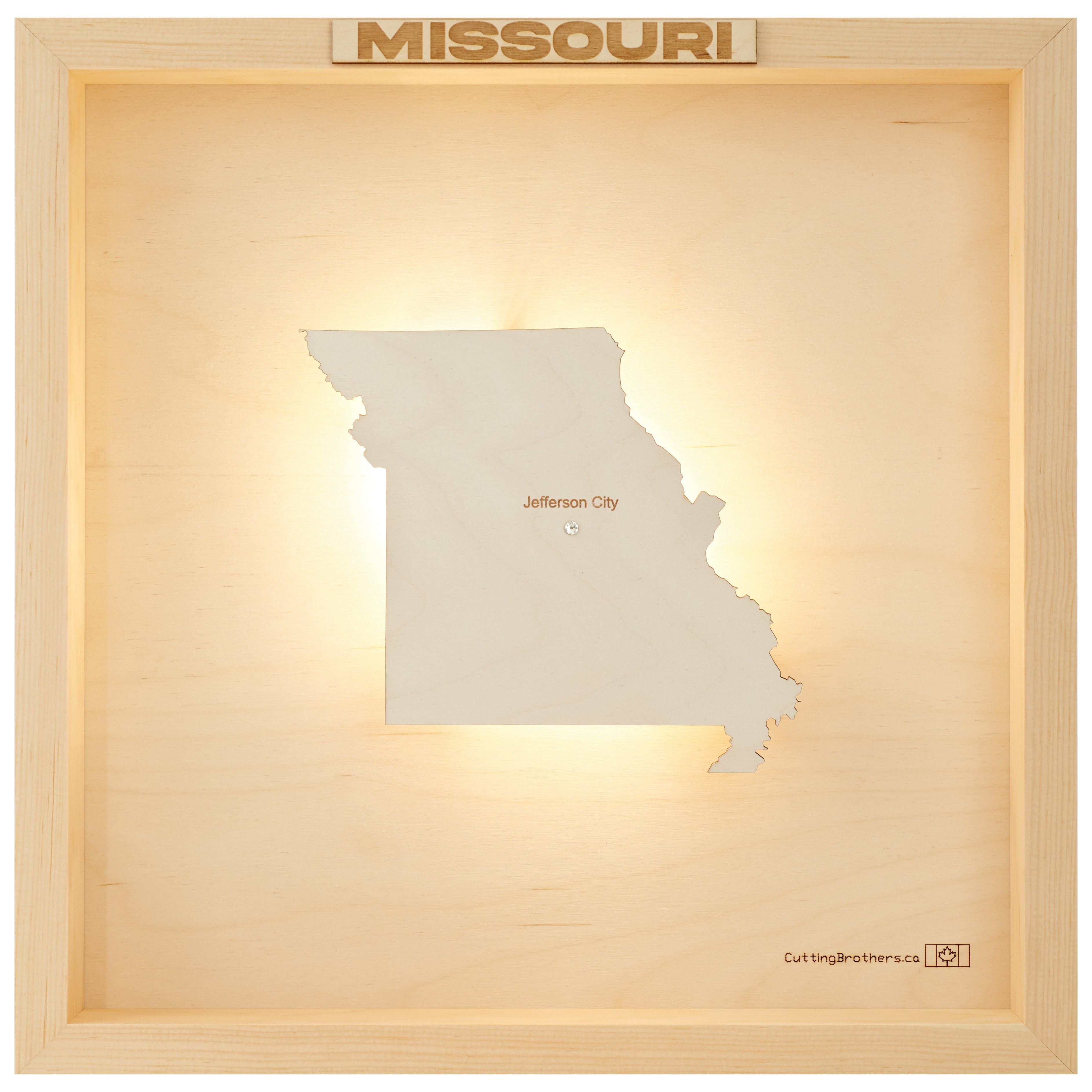 MISSOURI LED LIGHT WOODEN WALL MAP - Version S