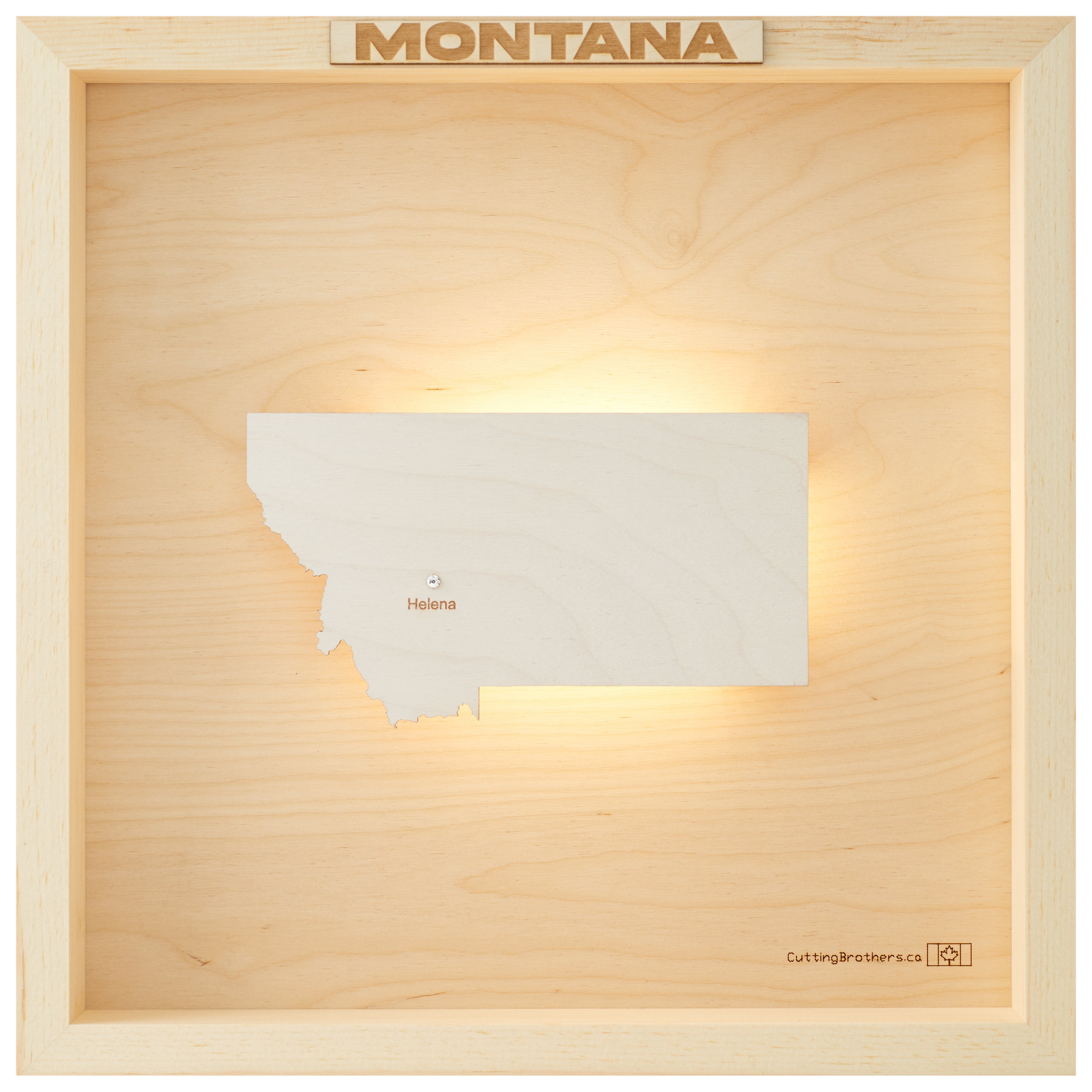 MONTANA LED LIGHT WOODEN WALL MAP - Version S