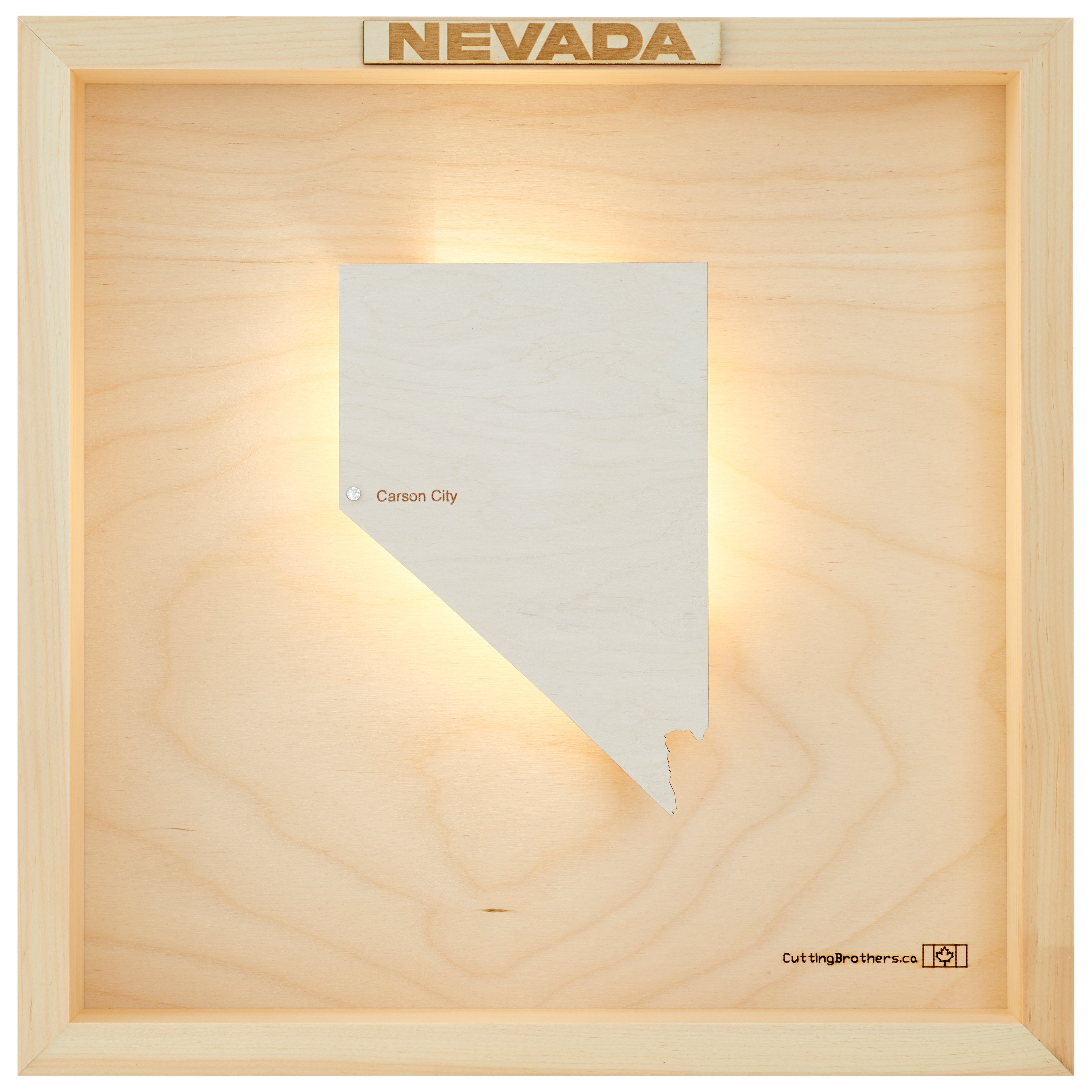 NEVADA LED LIGHT WOODEN WALL MAP - Version S