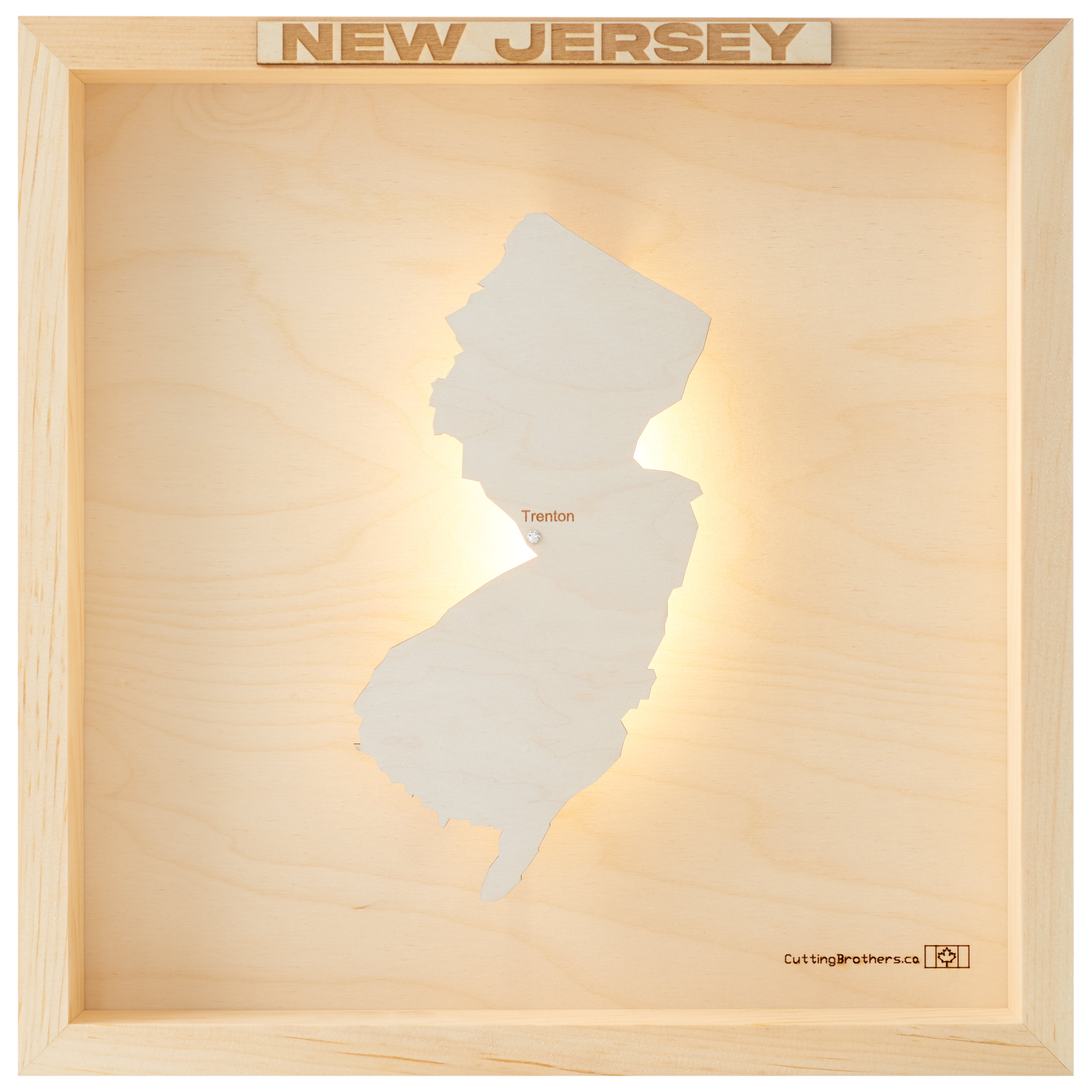 NEW JERSEY LED LIGHT WOODEN WALL MAP - Version S