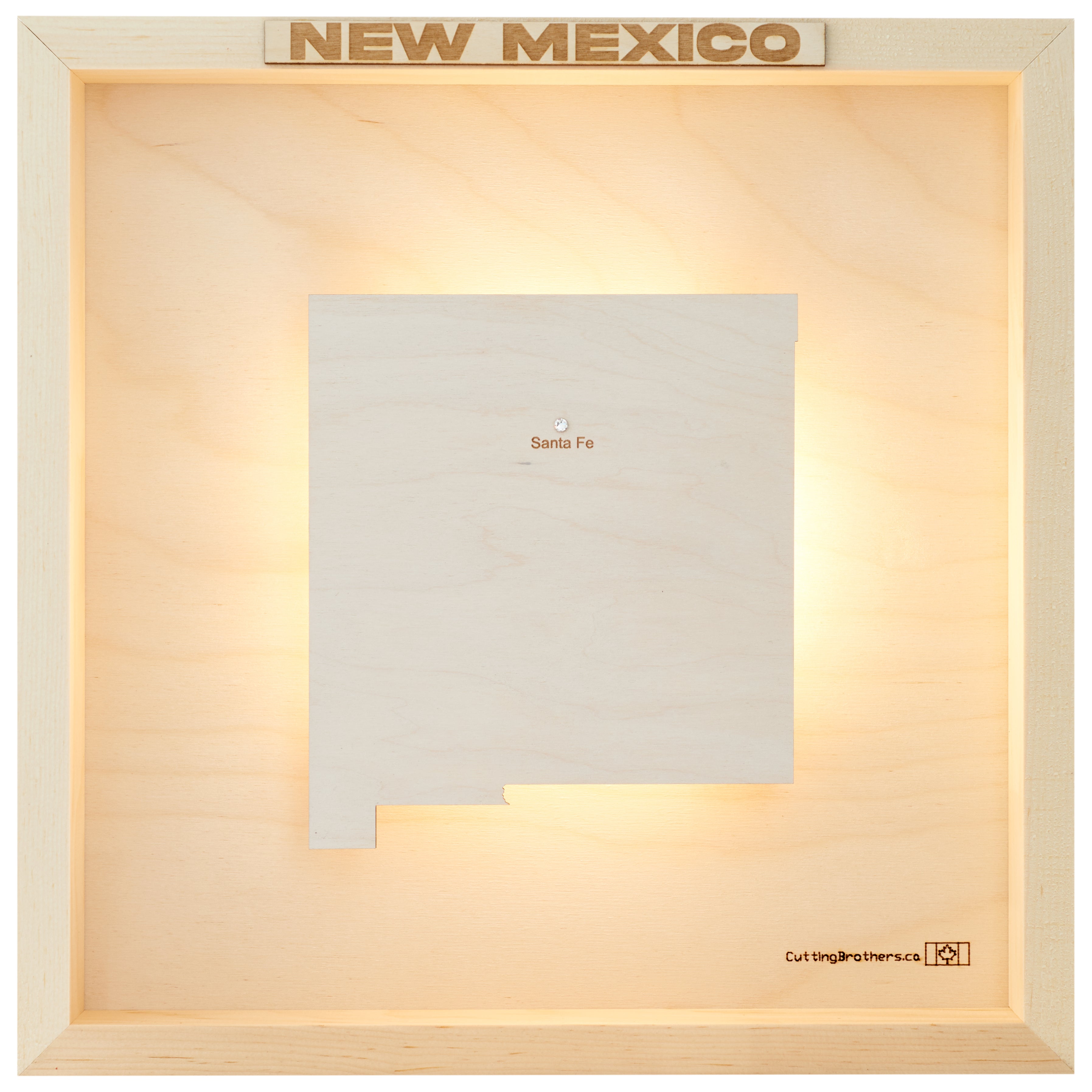 NEW MEXICO LED LIGHT WOODEN WALL MAP - Version S